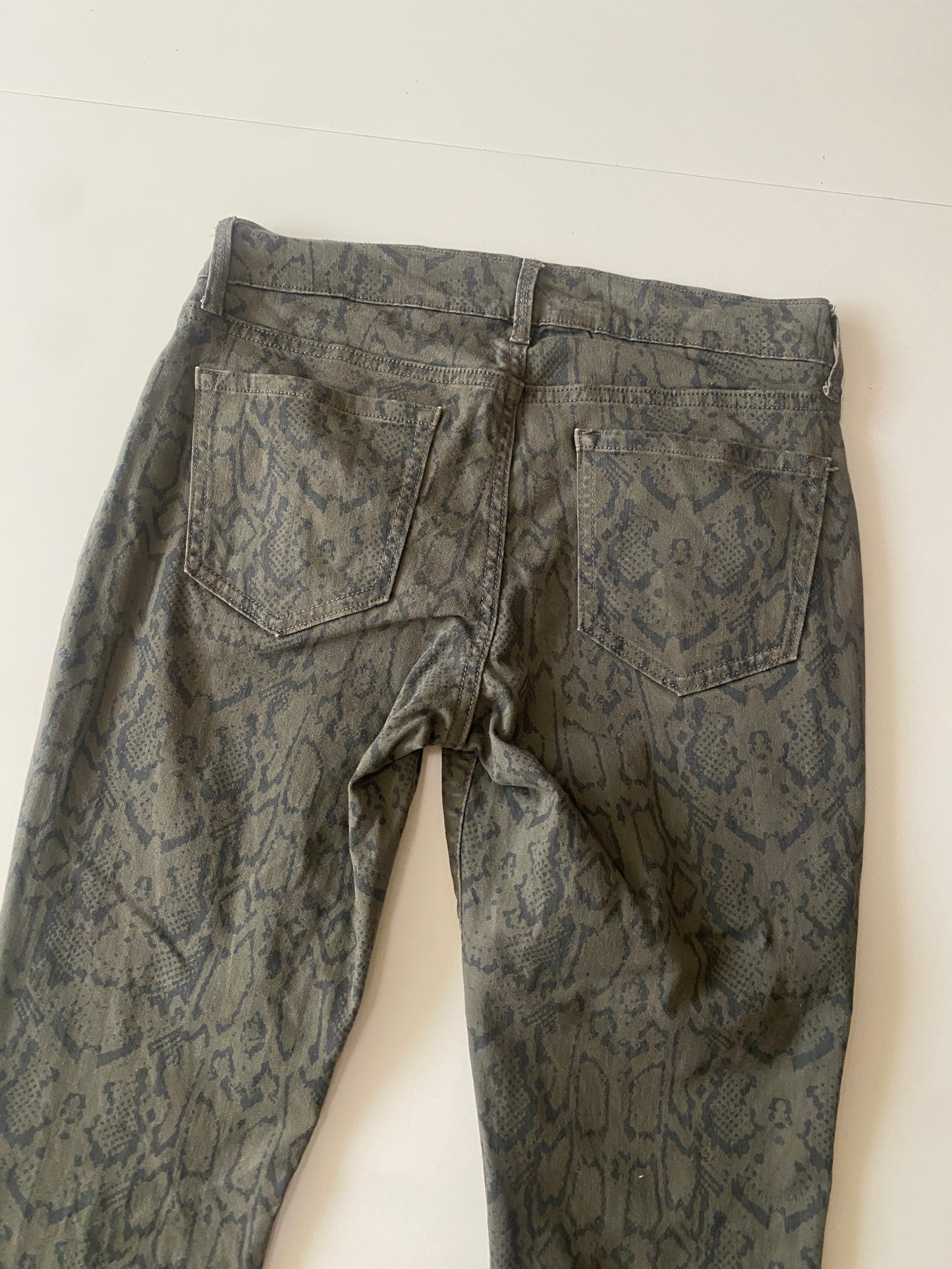 Pantalones estampados de animal print verde, Talla 8, M, Mujer