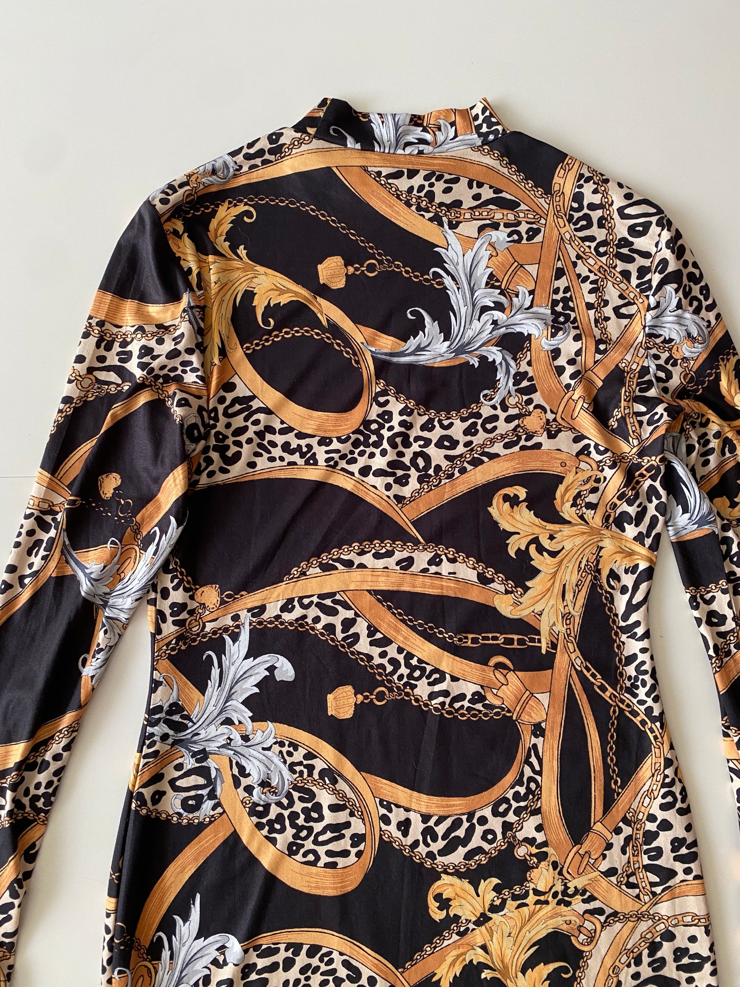 Vestido estampado negro, Talla M, Mujer