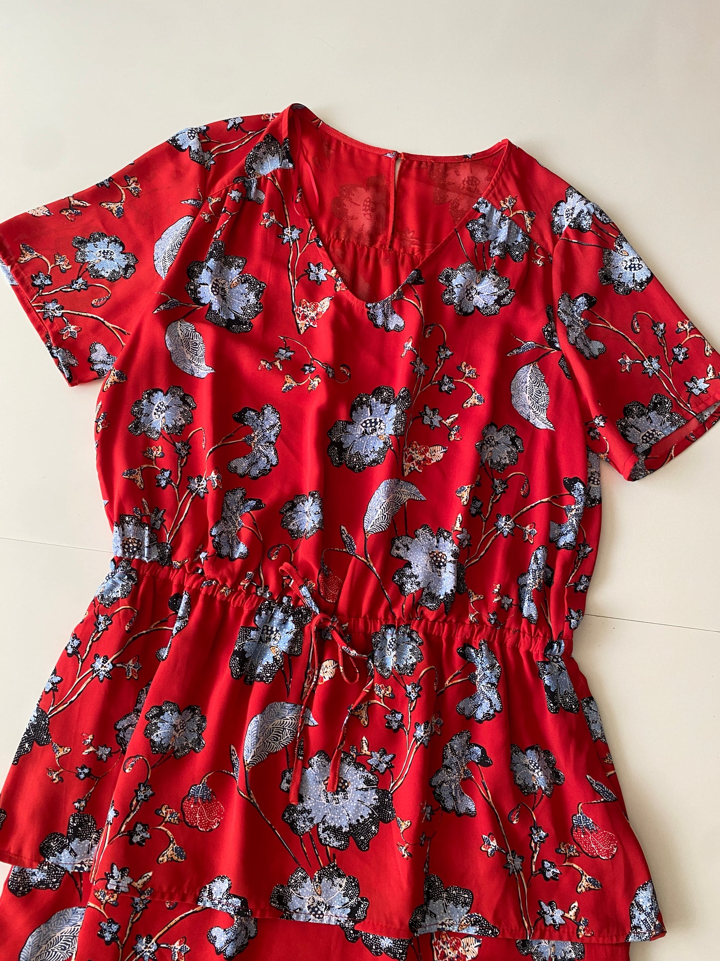 Vestido rojo estampado, Talla XL, Mujer