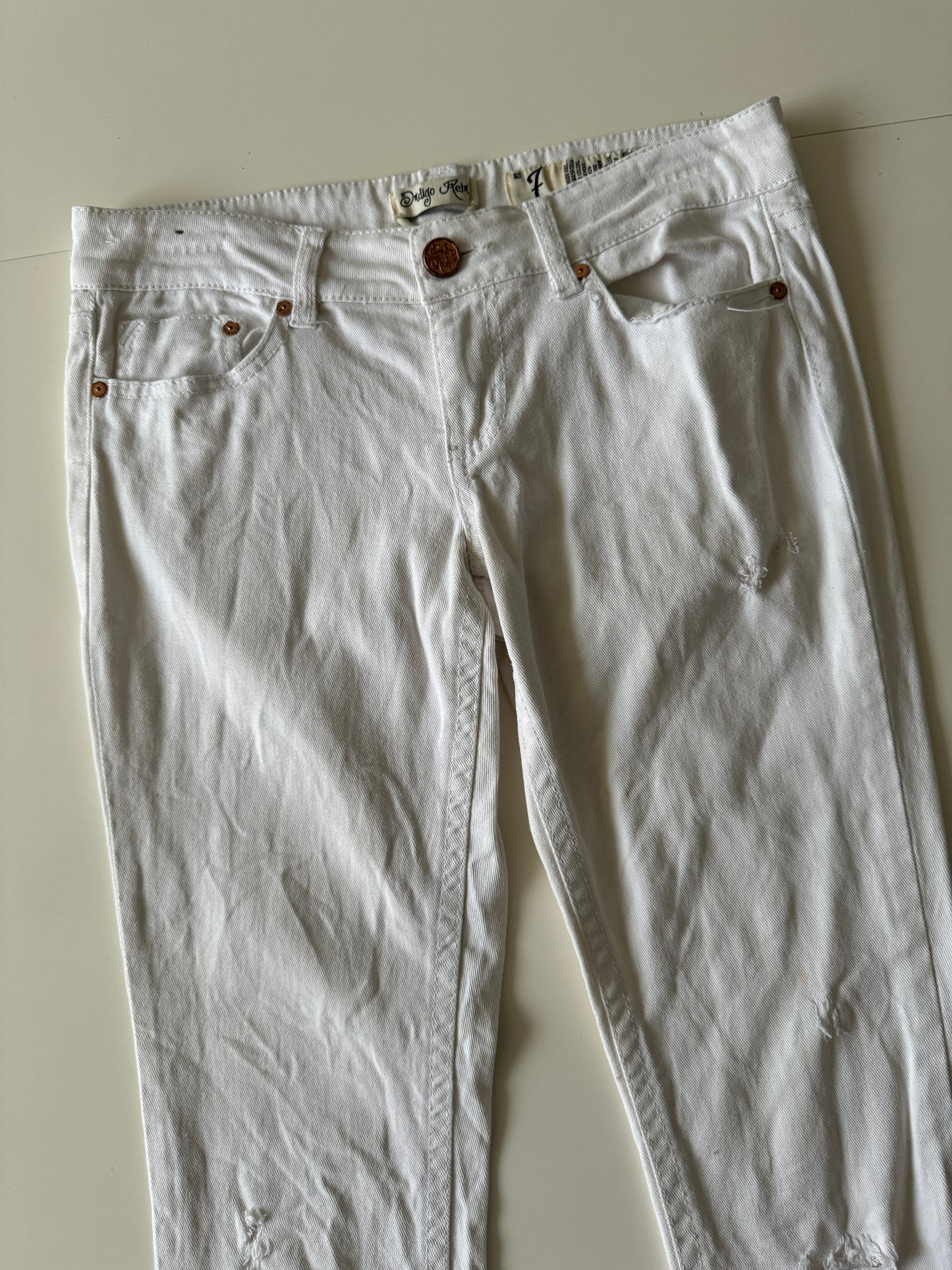 Jeans low rise blancos, Talla 7Mx, Mujer