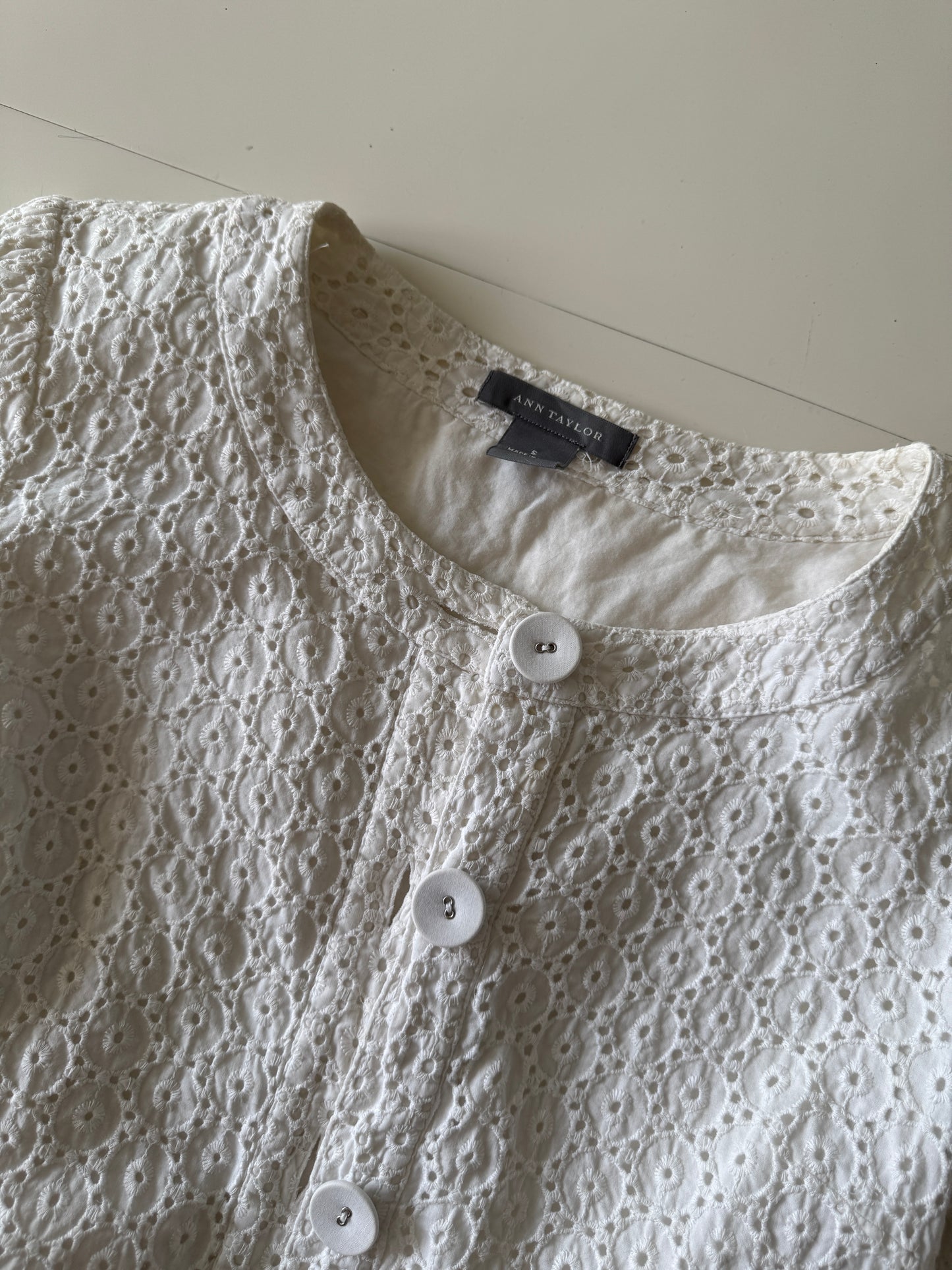 Bolero blanco, manga 3/4, Talla S, Mujer, Ann Taylor