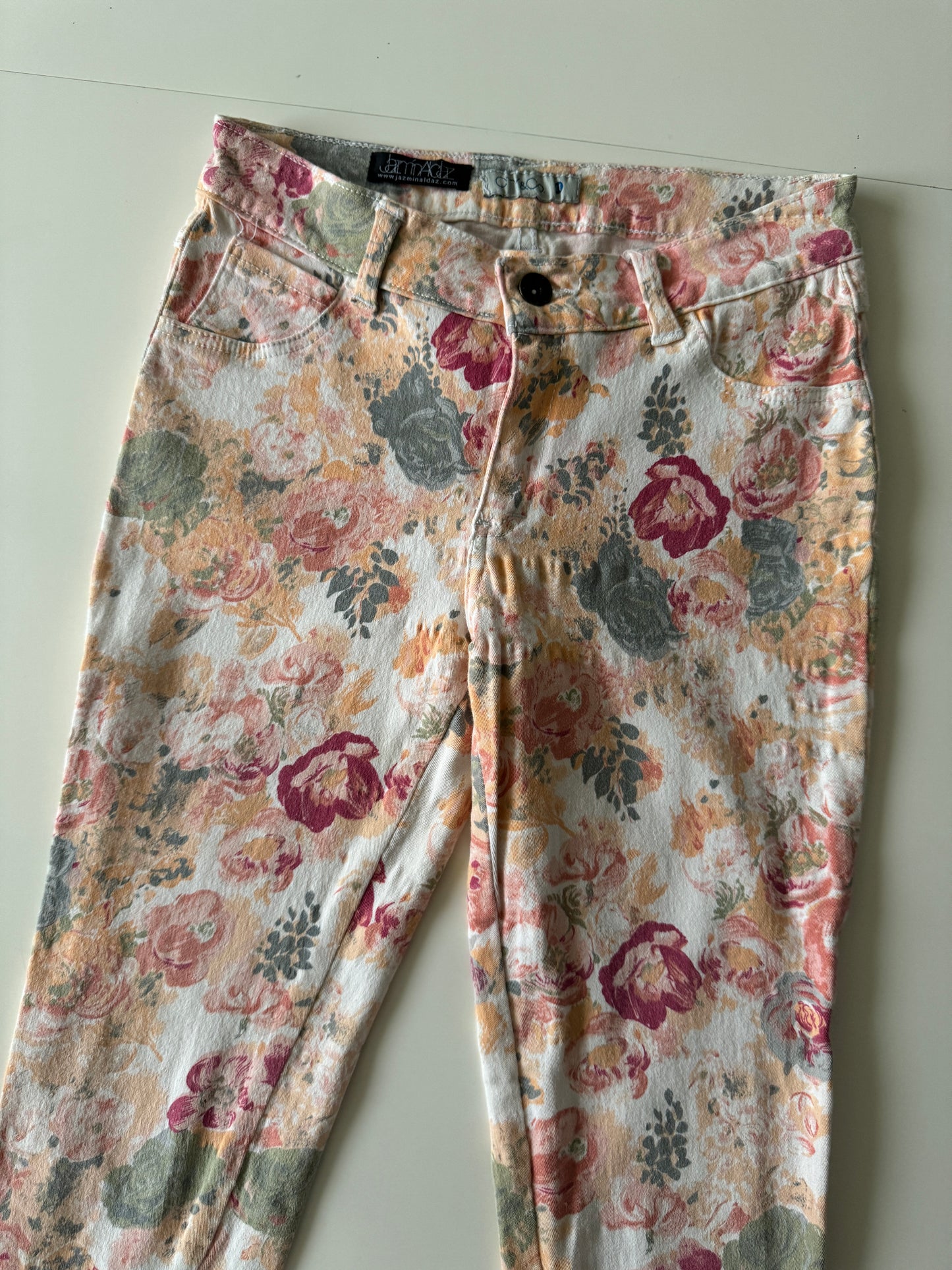 Jeans estampados flores, Talla XS Mujer, 11 años niña