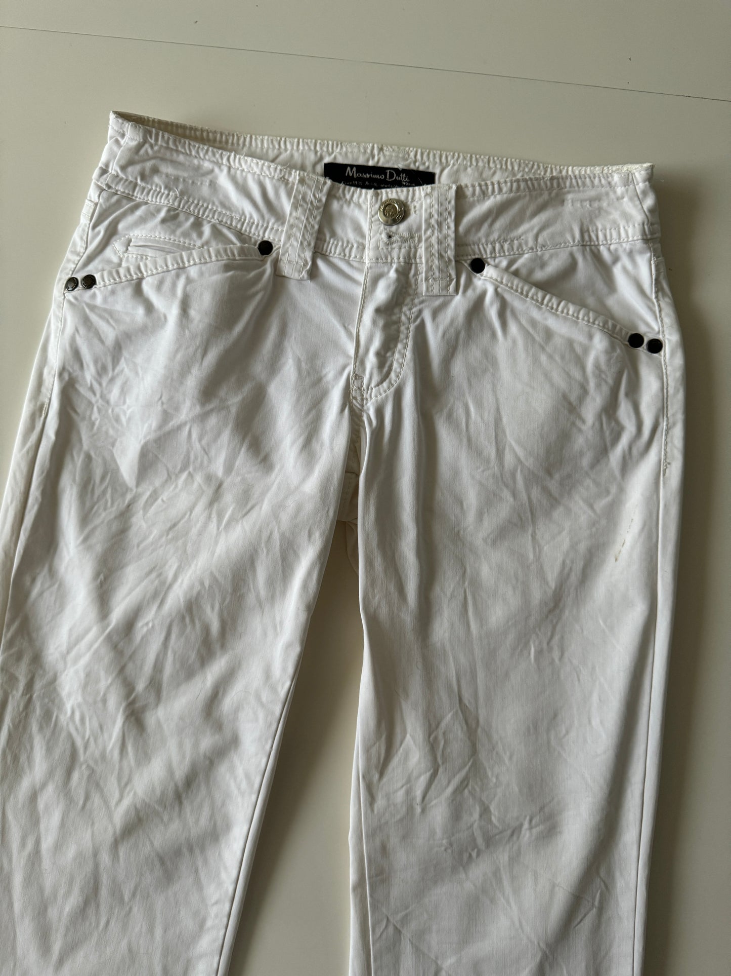 Pantalones beige, low rise, Talla 26, S, Mujer