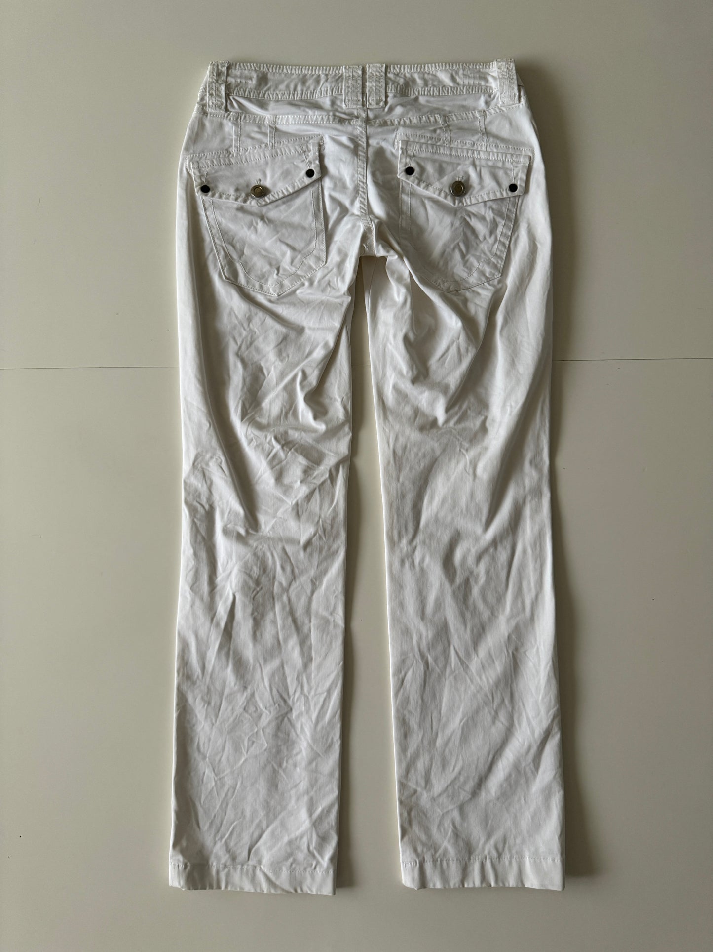 Pantalones beige, low rise, Talla 26, S, Mujer