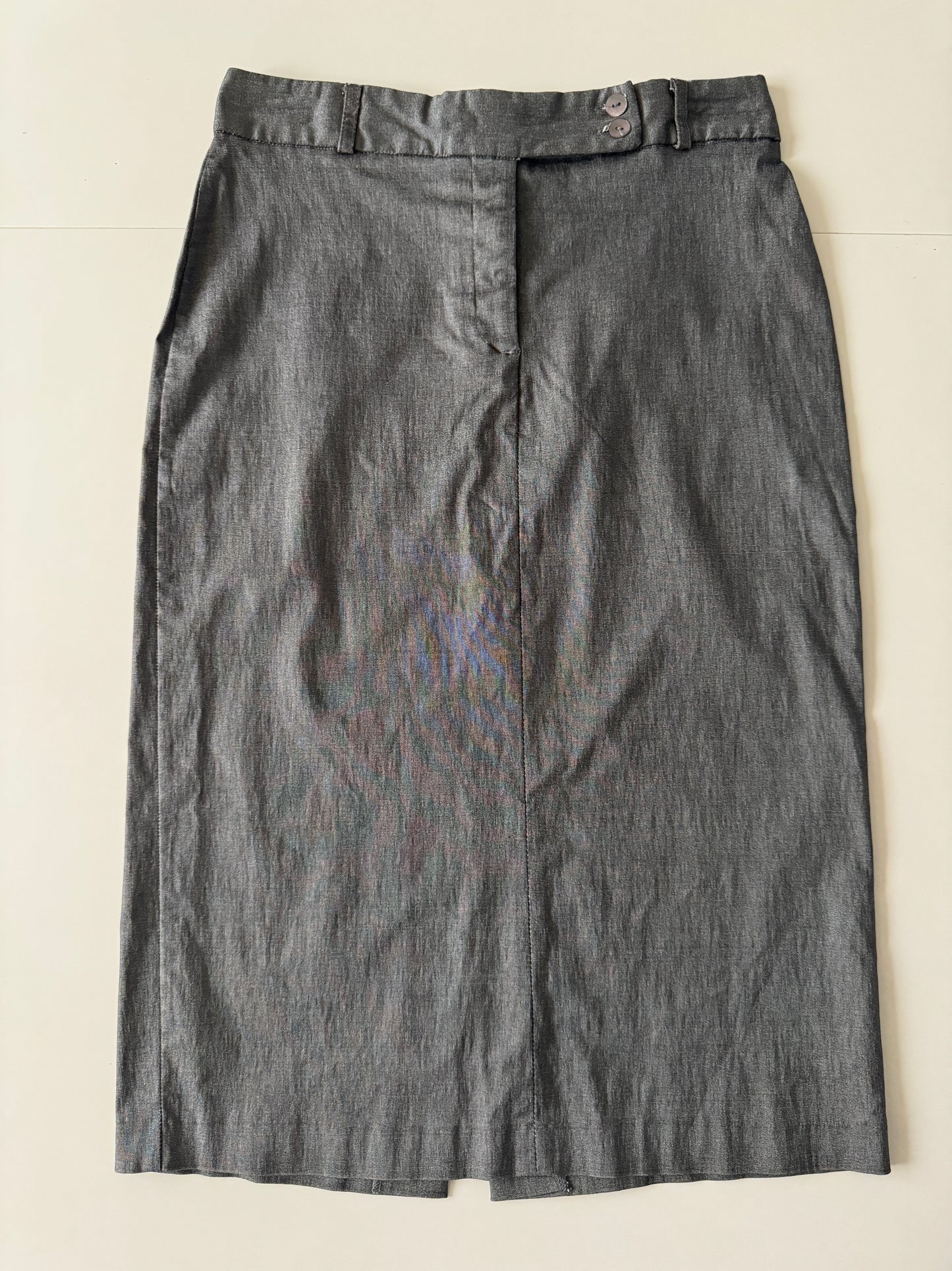 Falda gris satinada, Talla S, Mujer