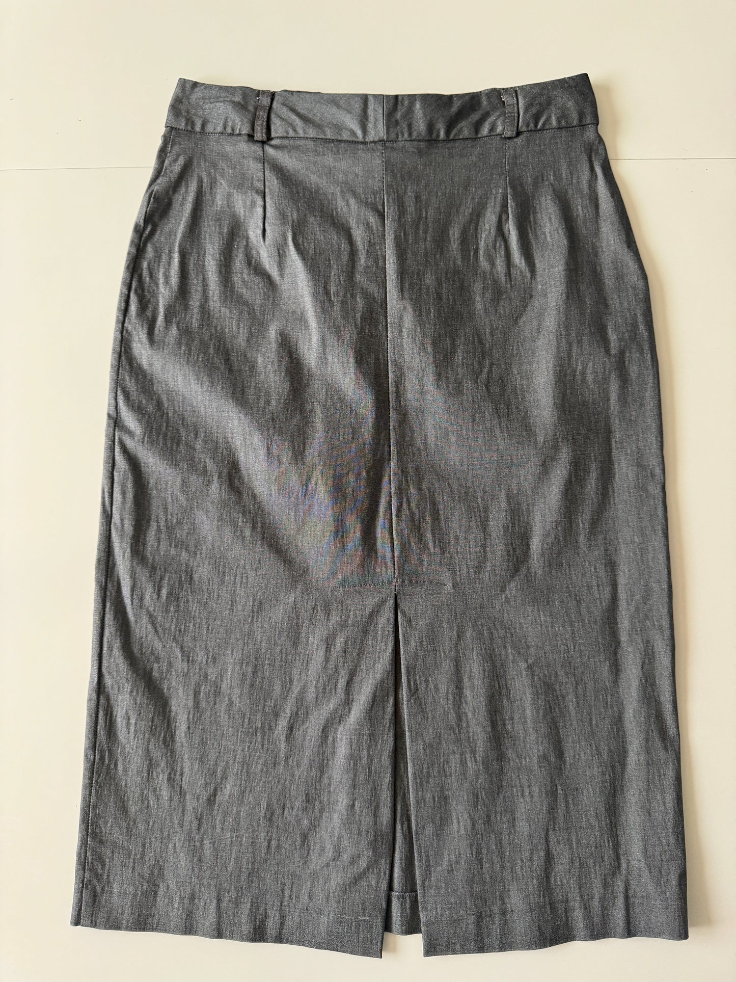 Falda gris satinada, Talla S, Mujer