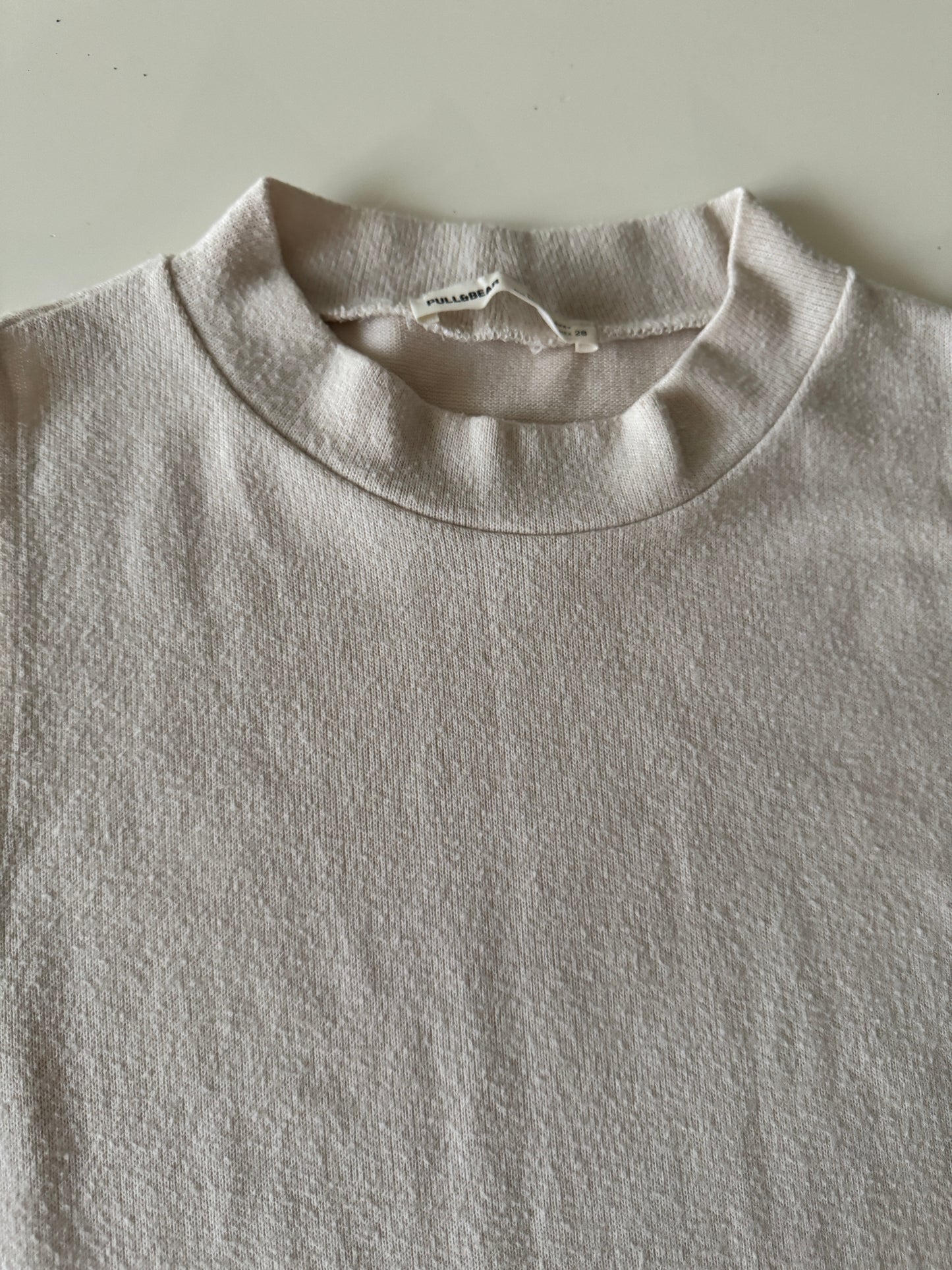 Vestido de punto beige, sin mangas, cuello alto, Talla M, 28Mx, Pull and Bear, Mujer
