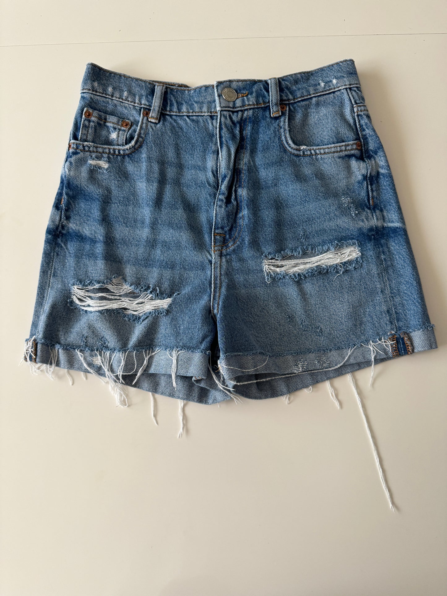 Shorts de mezclilla negros, Talla 24Mx, 2Usa, Mujer