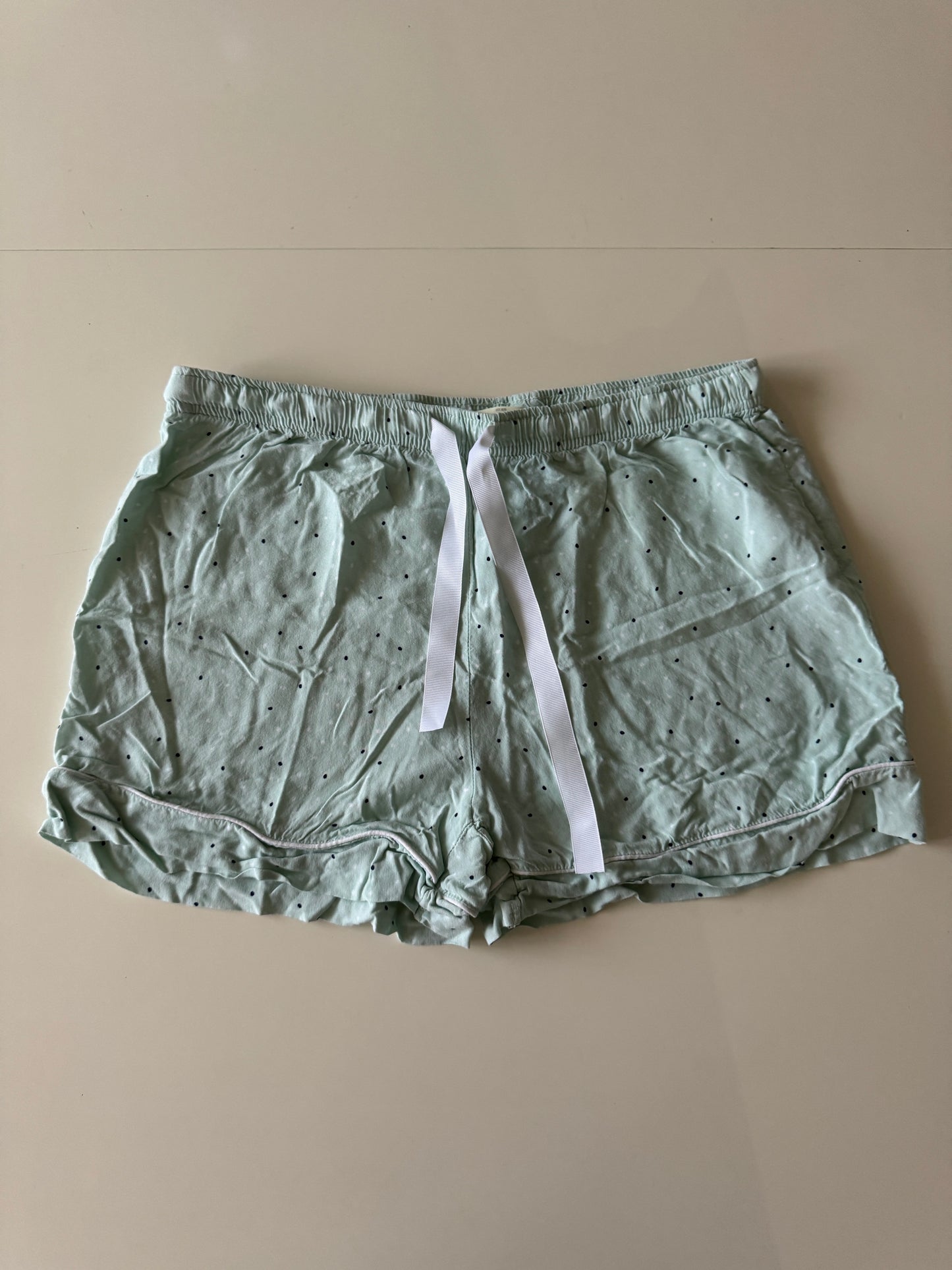 Shorts de pijamas verdes con lunares, Talla L, Weekend essentials, Mujer