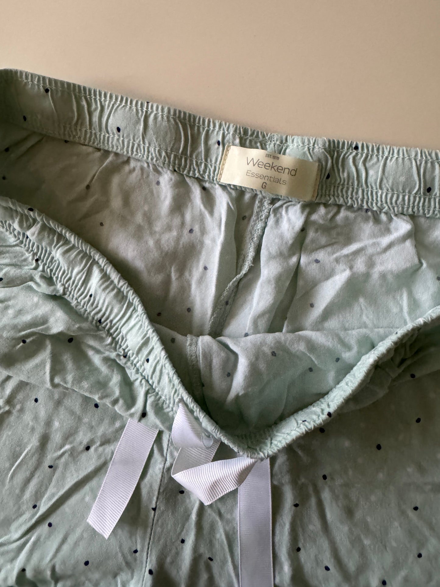 Shorts de pijamas verdes con lunares, Talla L, Weekend essentials, Mujer