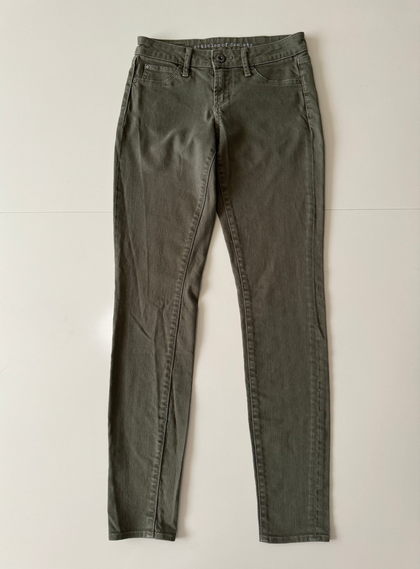 Skinny Jeans Verdes, Talla 24Mx, XS, Mujer