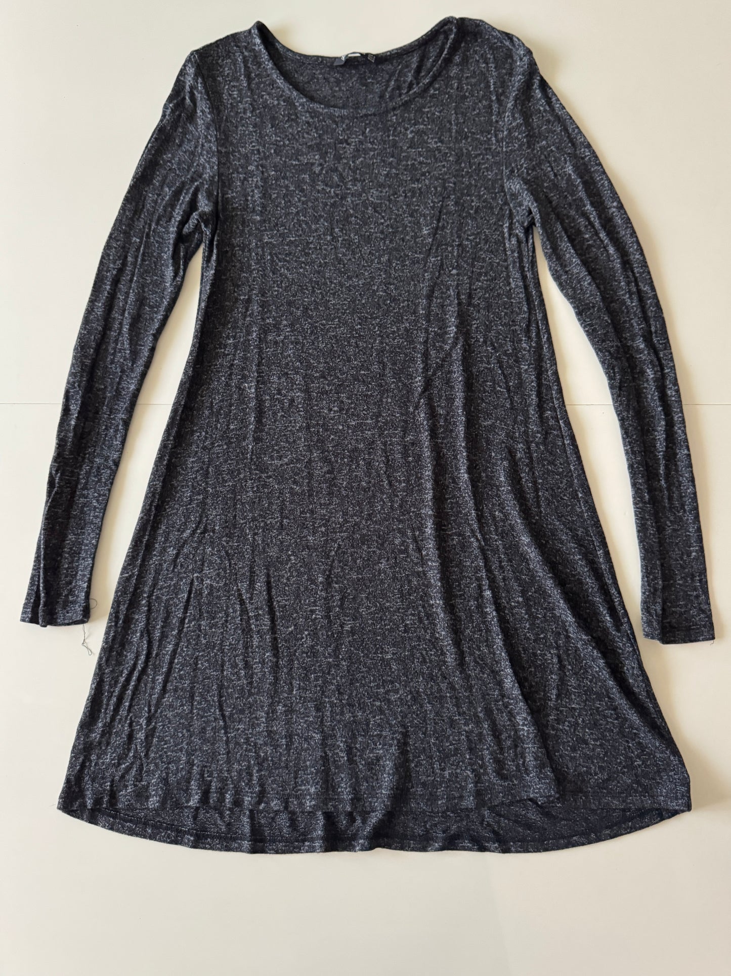 Vestido gris de punto, manga larga, Talla S, Stradivarius, Mujer