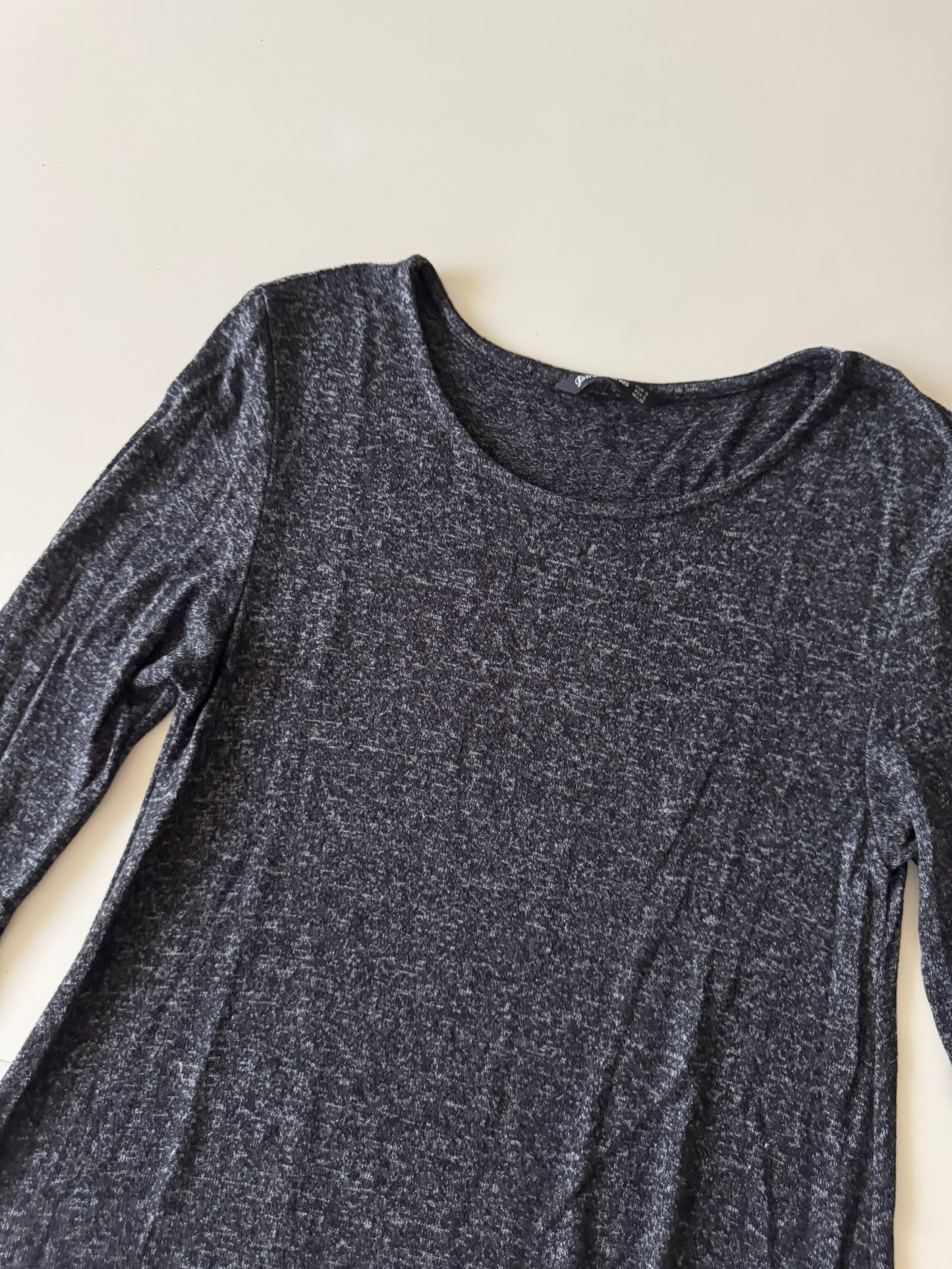 Vestido gris de punto, manga larga, Talla S, Stradivarius, Mujer