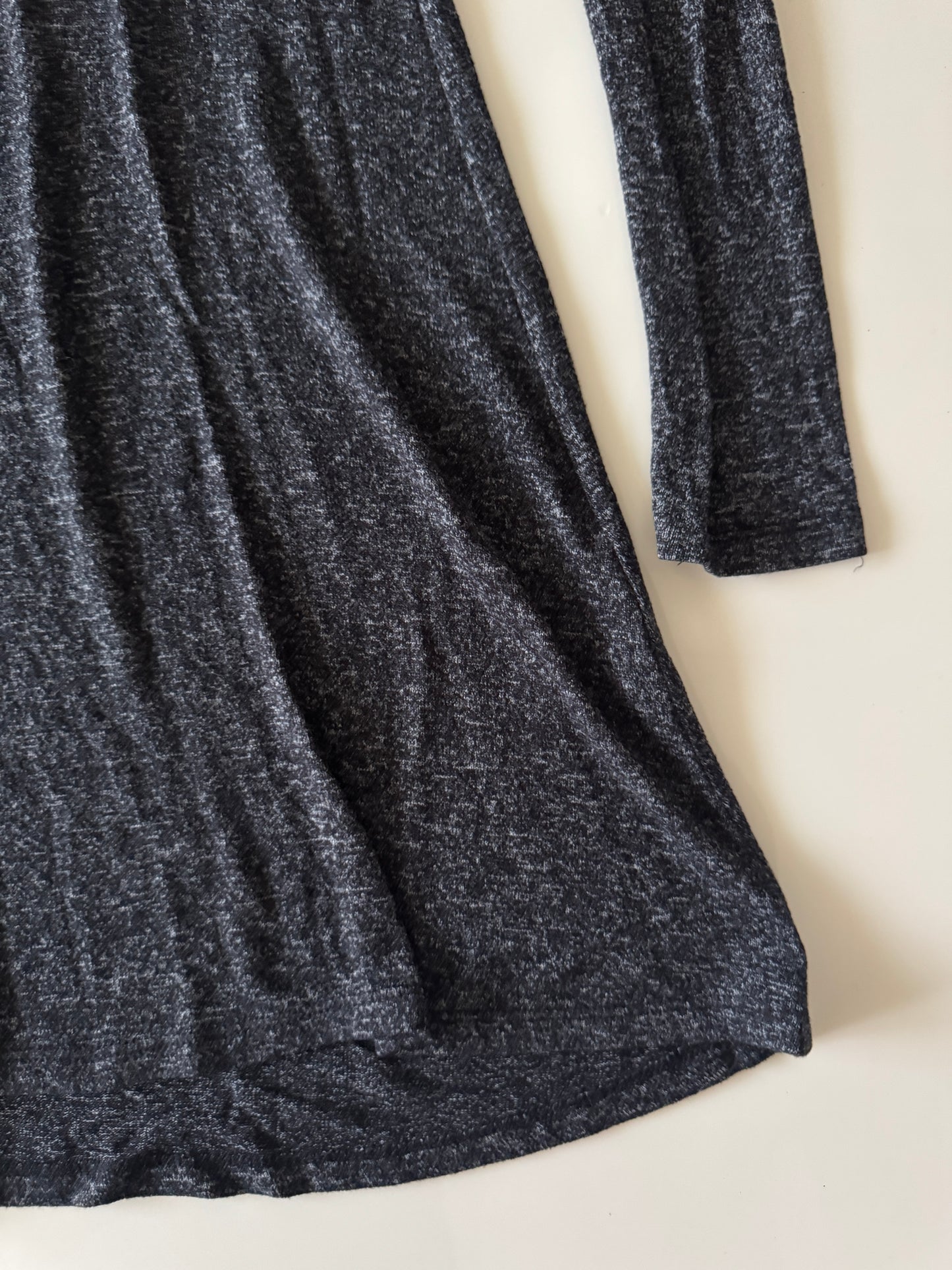 Vestido gris de punto, manga larga, Talla S, Stradivarius, Mujer