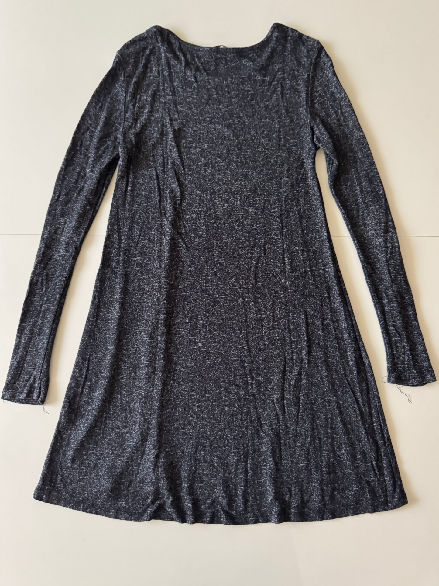 Vestido gris de punto, manga larga, Talla S, Stradivarius, Mujer