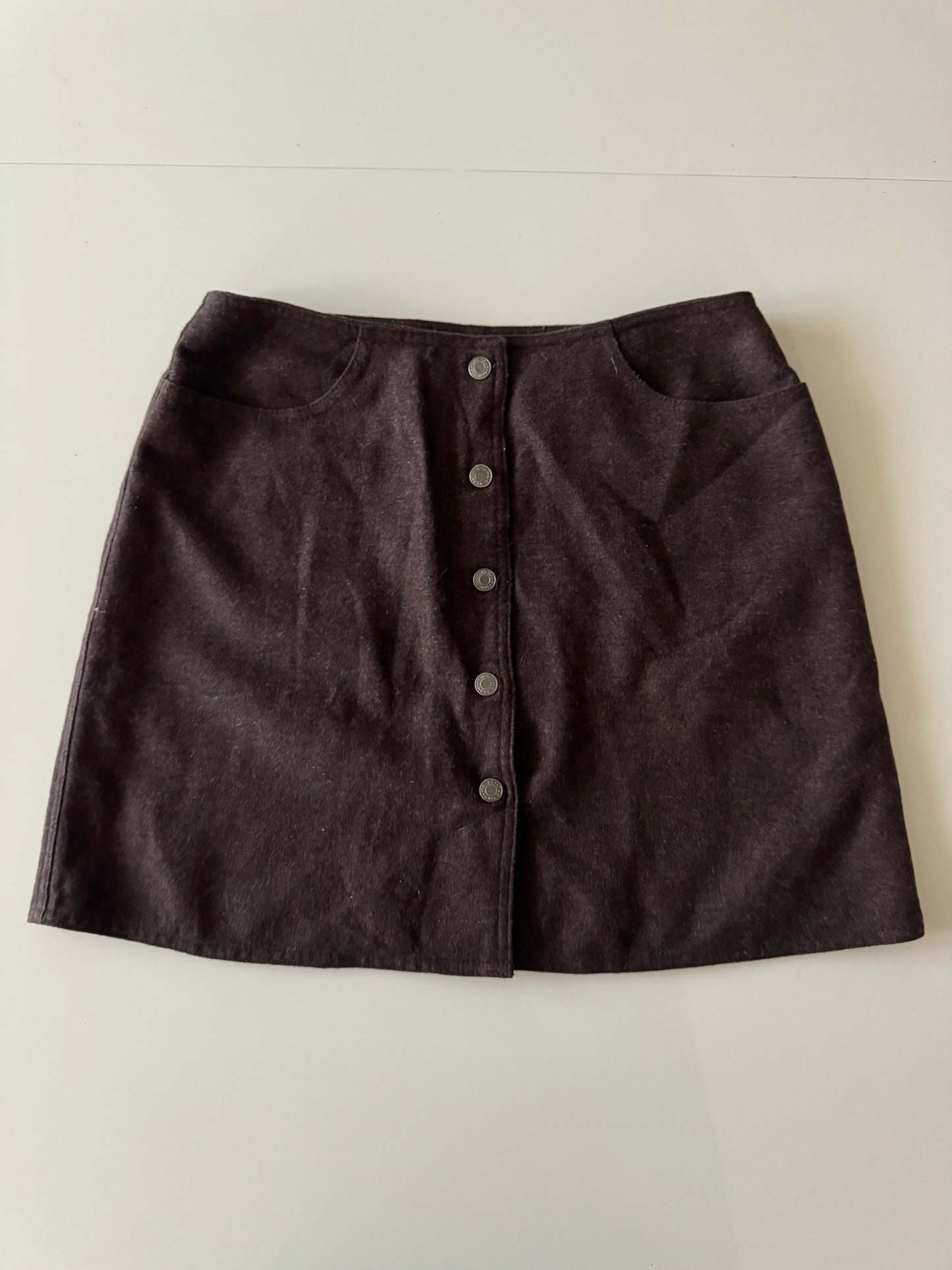 Mini falda cafe de lana, Talla 10, M/L, Gap, Mujer