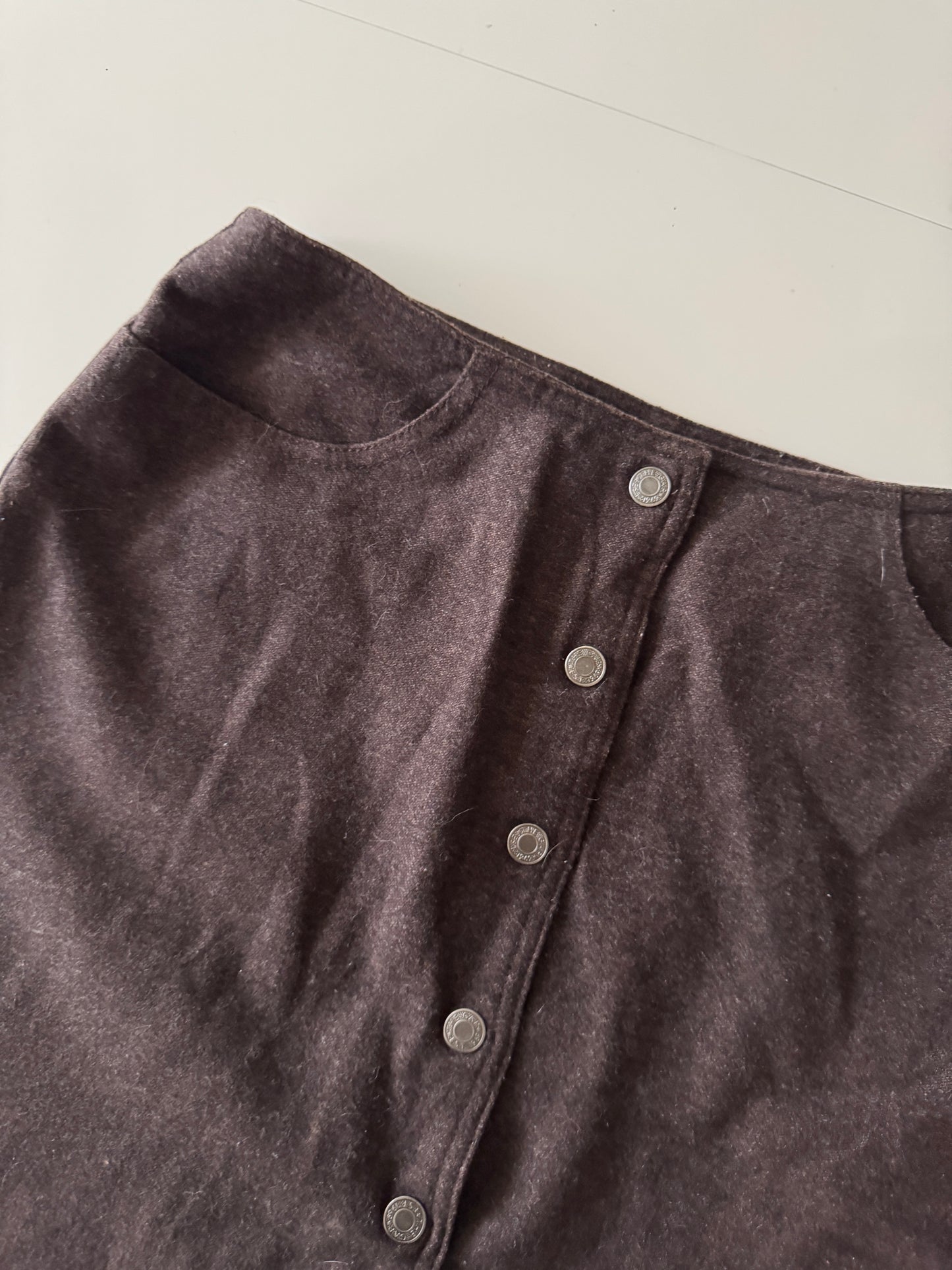 Mini falda cafe de lana, Talla 10, M/L, Gap, Mujer