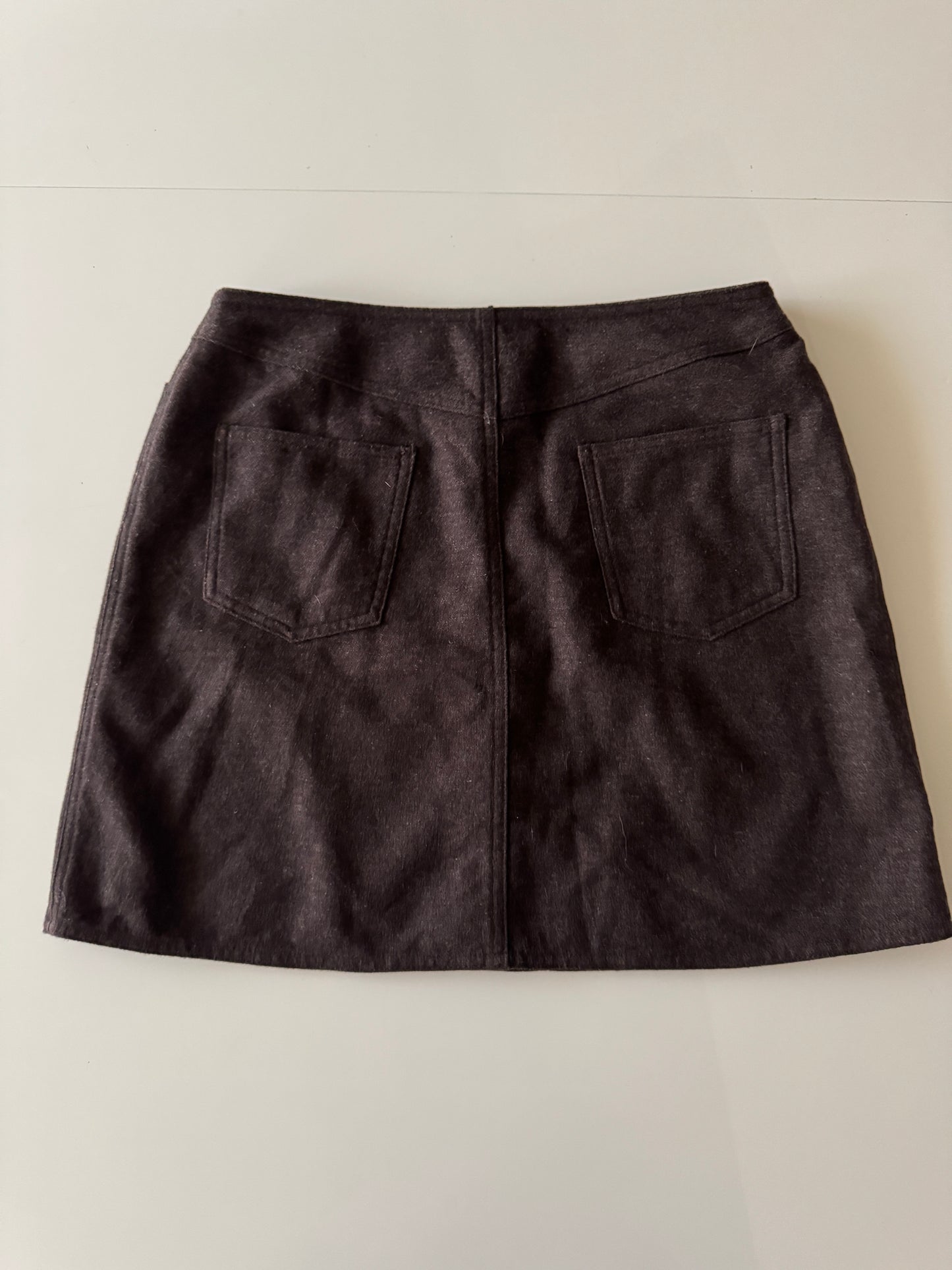 Mini falda cafe de lana, Talla 10, M/L, Gap, Mujer
