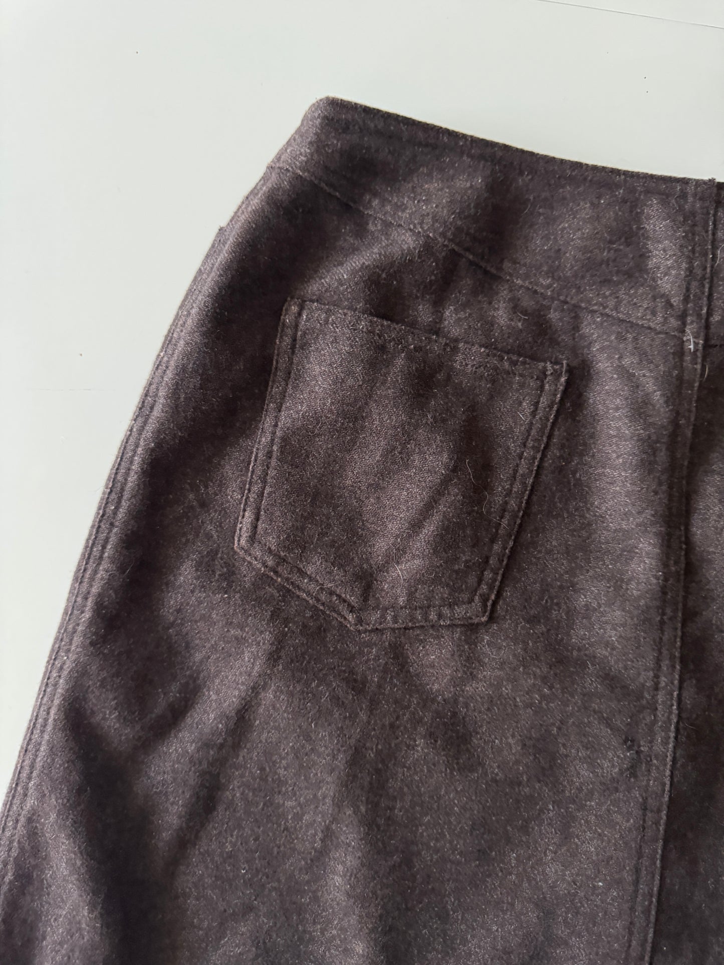 Mini falda cafe de lana, Talla 10, M/L, Gap, Mujer