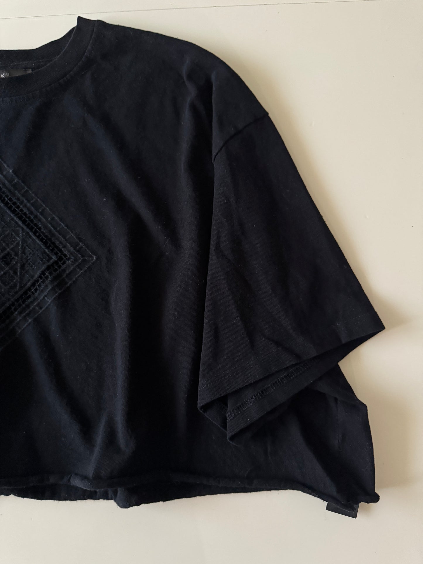 Crop negro con detalle al frente tejido, Talla M, Primark, Mujer