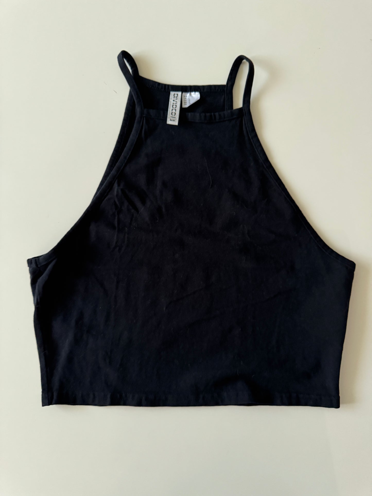 Crop top halter negro, Talla L, Divided H&M, Mujer