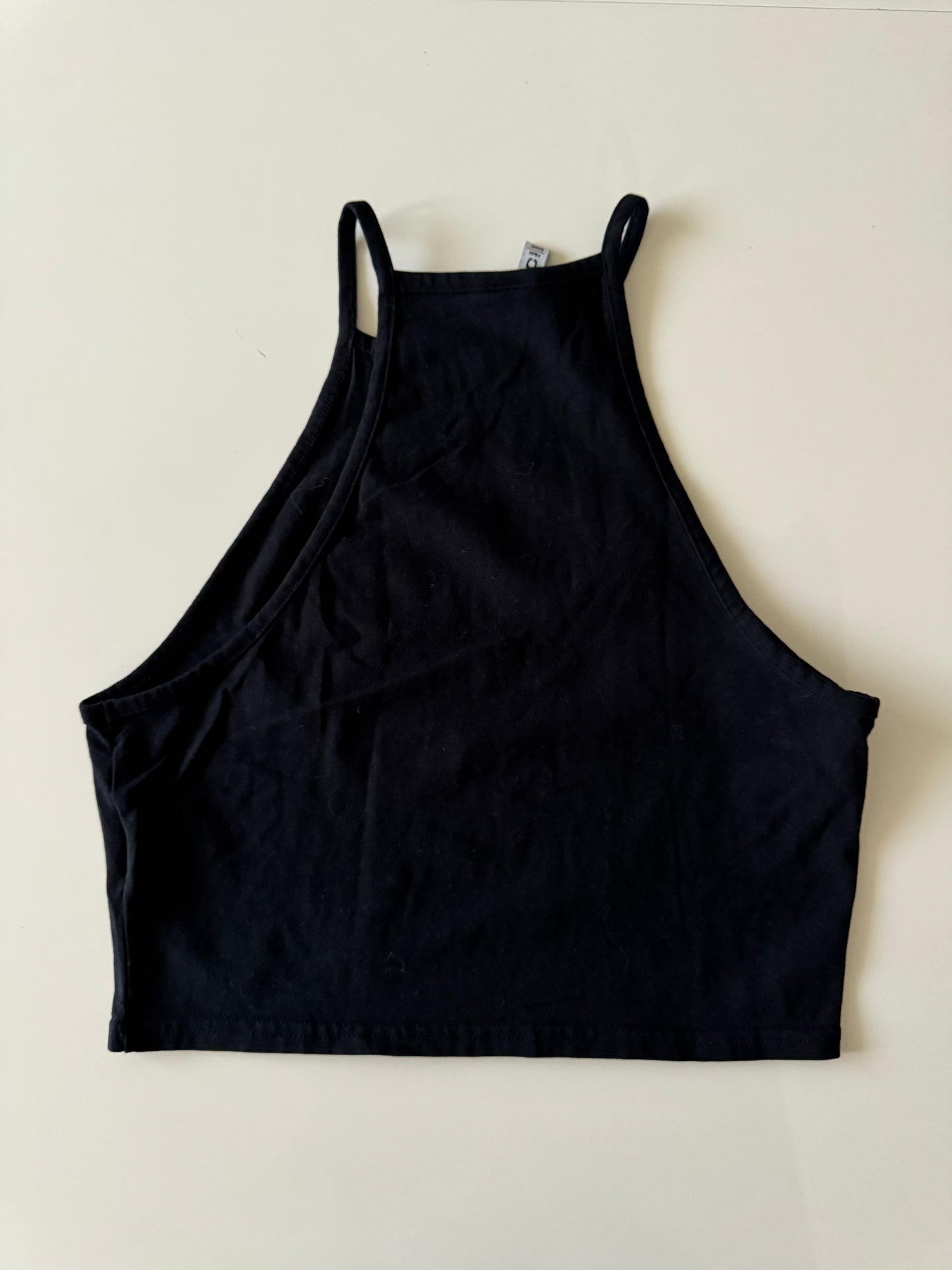 Crop top halter negro, Talla L, Divided H&M, Mujer