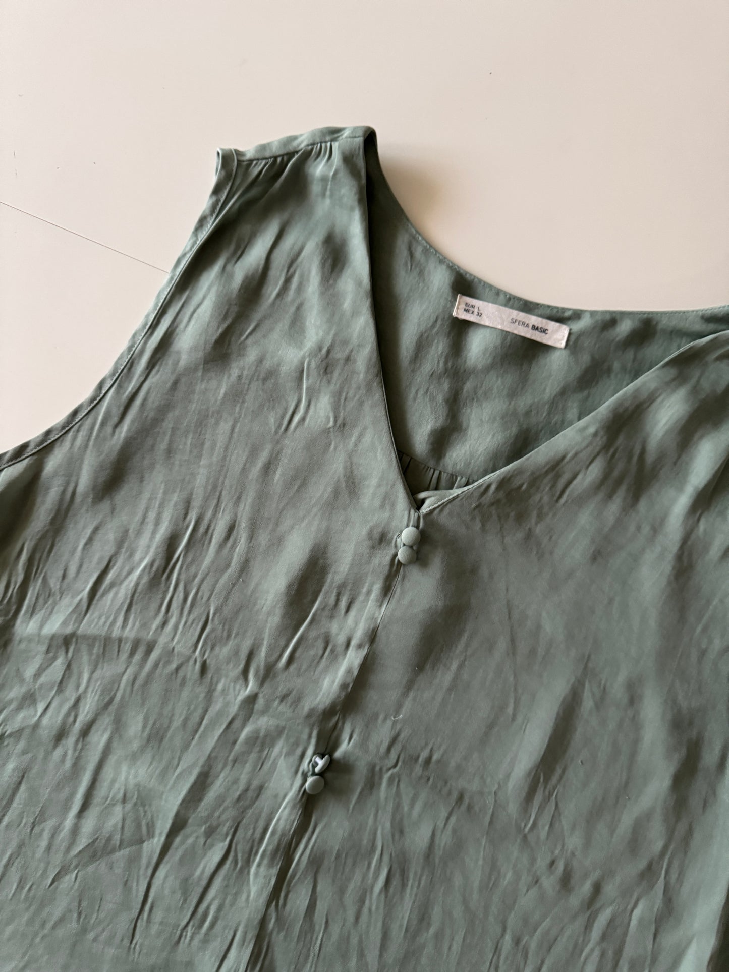 Blusa sin mangas, semi- casual. Verde menta, Talla M, Sfera Basic, Mujer