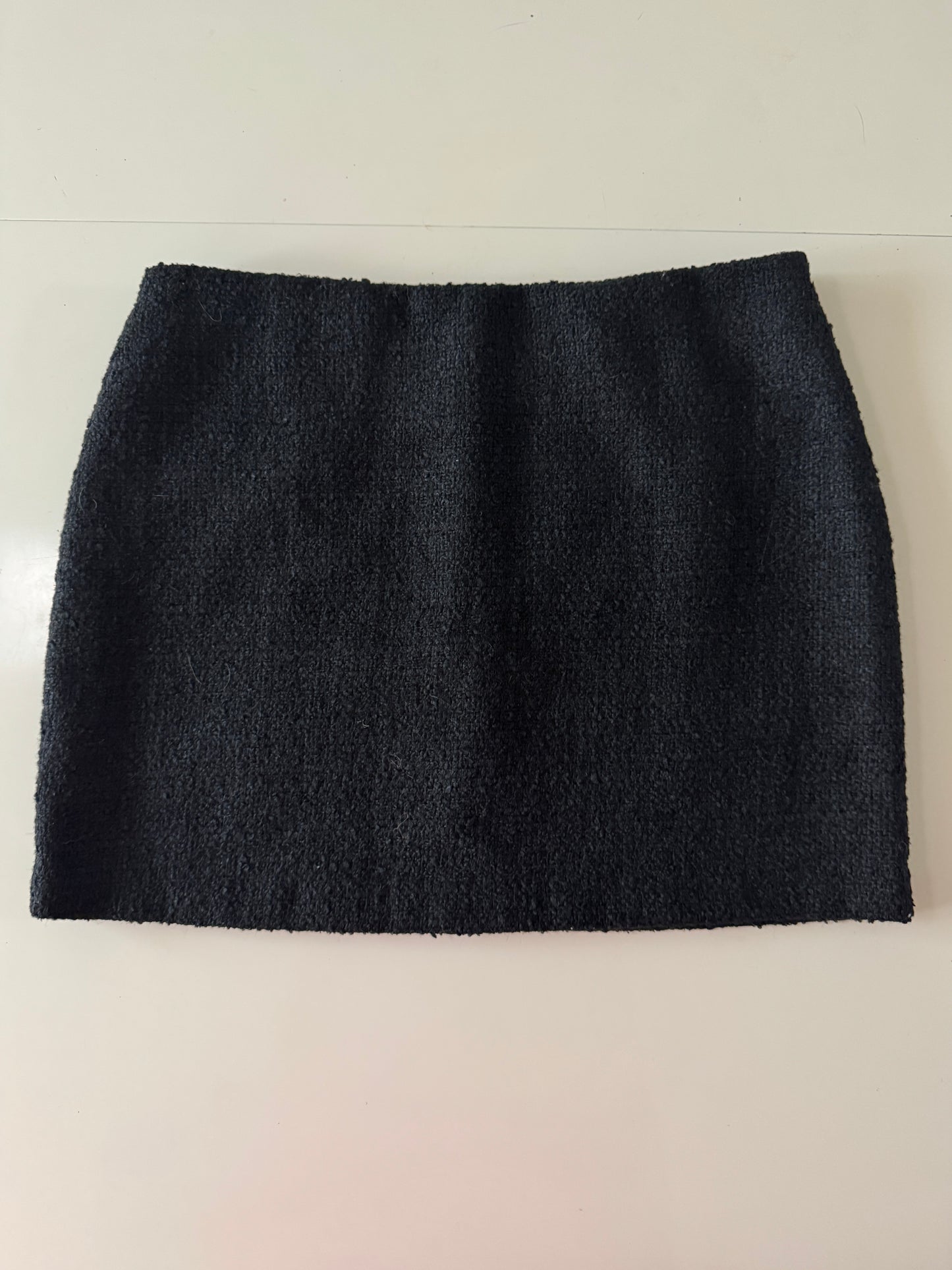 Mini falda negra de tweed, Talla 12Mx, 12Usa, H&M, Mujer