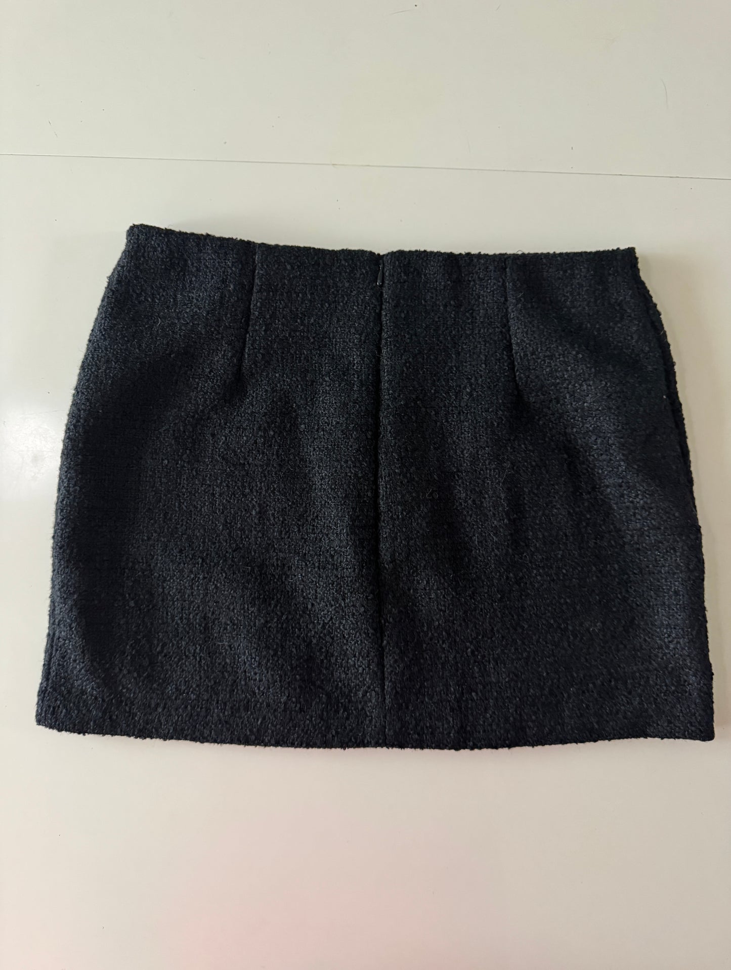 Mini falda negra de tweed, Talla 12Mx, 12Usa, H&M, Mujer