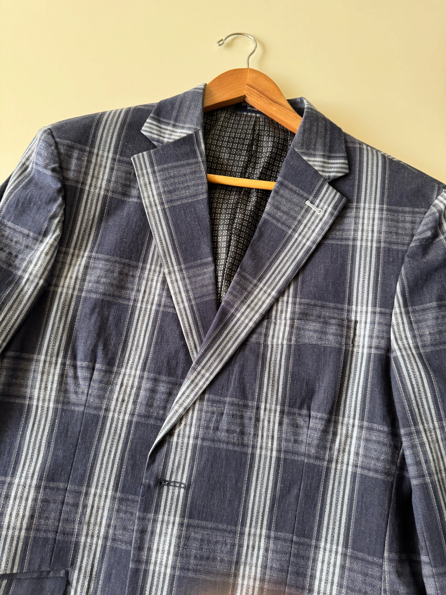Blazer de cuadros azul, Talla M/L, Hombre