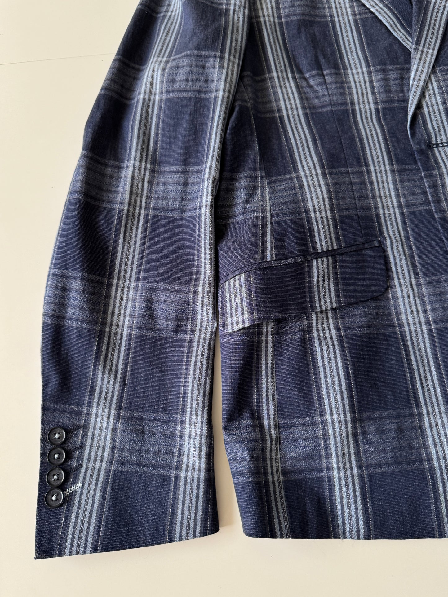 Blazer de cuadros azul, Talla M/L, Hombre