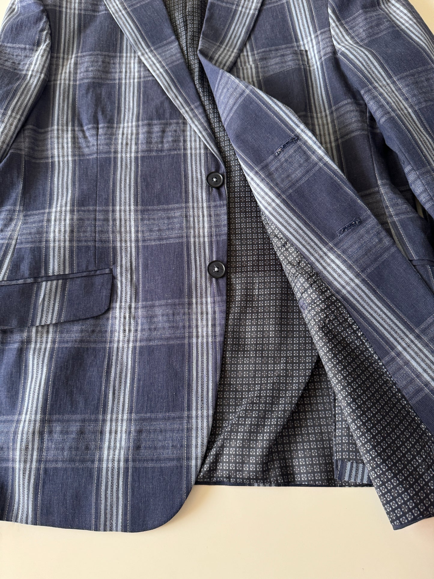 Blazer de cuadros azul, Talla M/L, Hombre