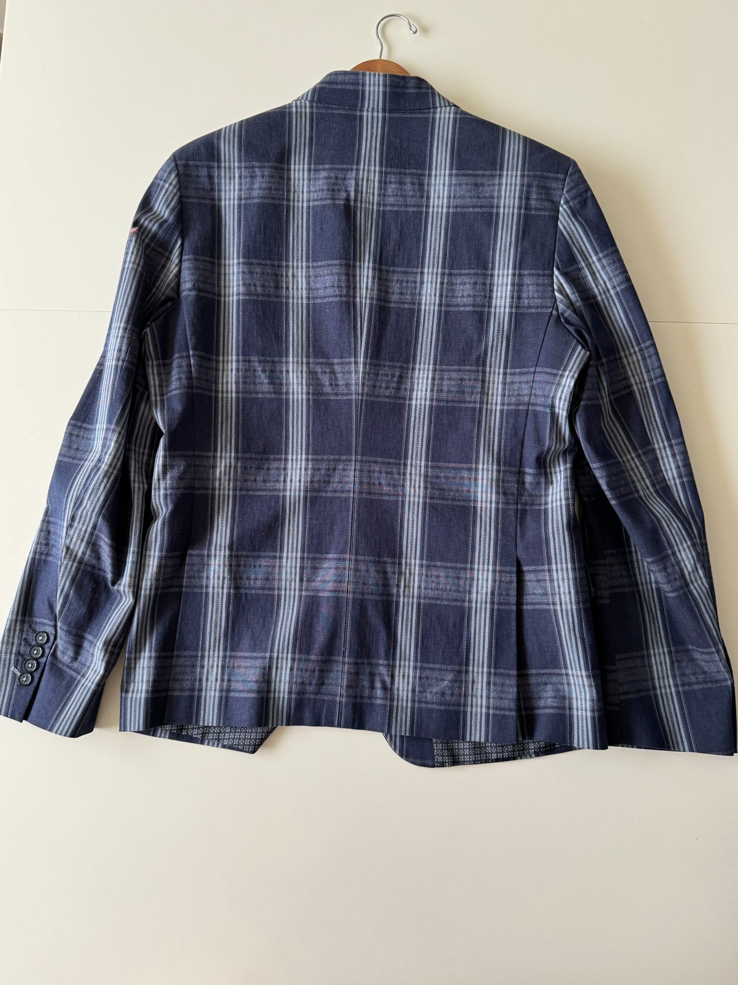 Blazer de cuadros azul, Talla M/L, Hombre