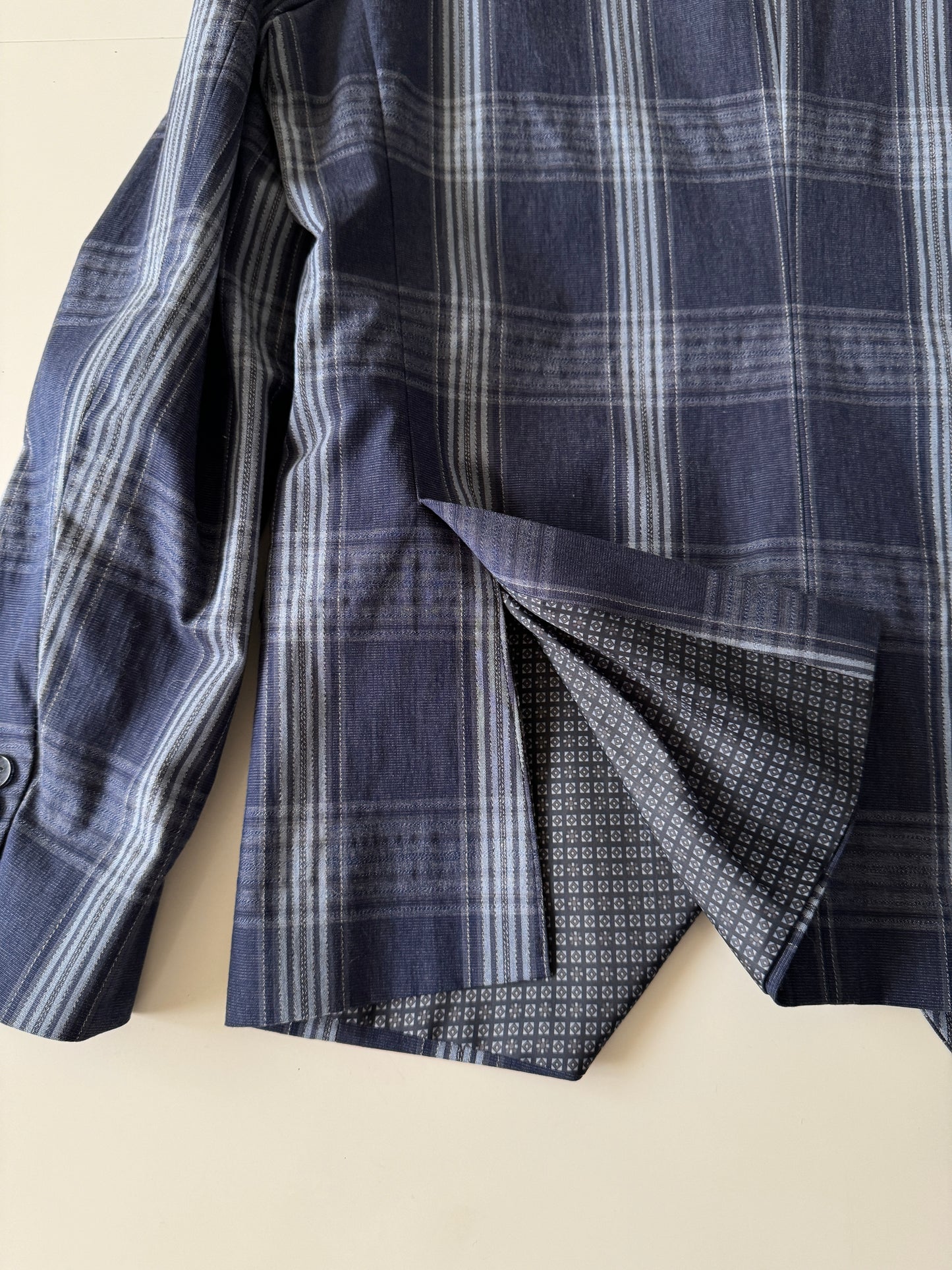 Blazer de cuadros azul, Talla M/L, Hombre