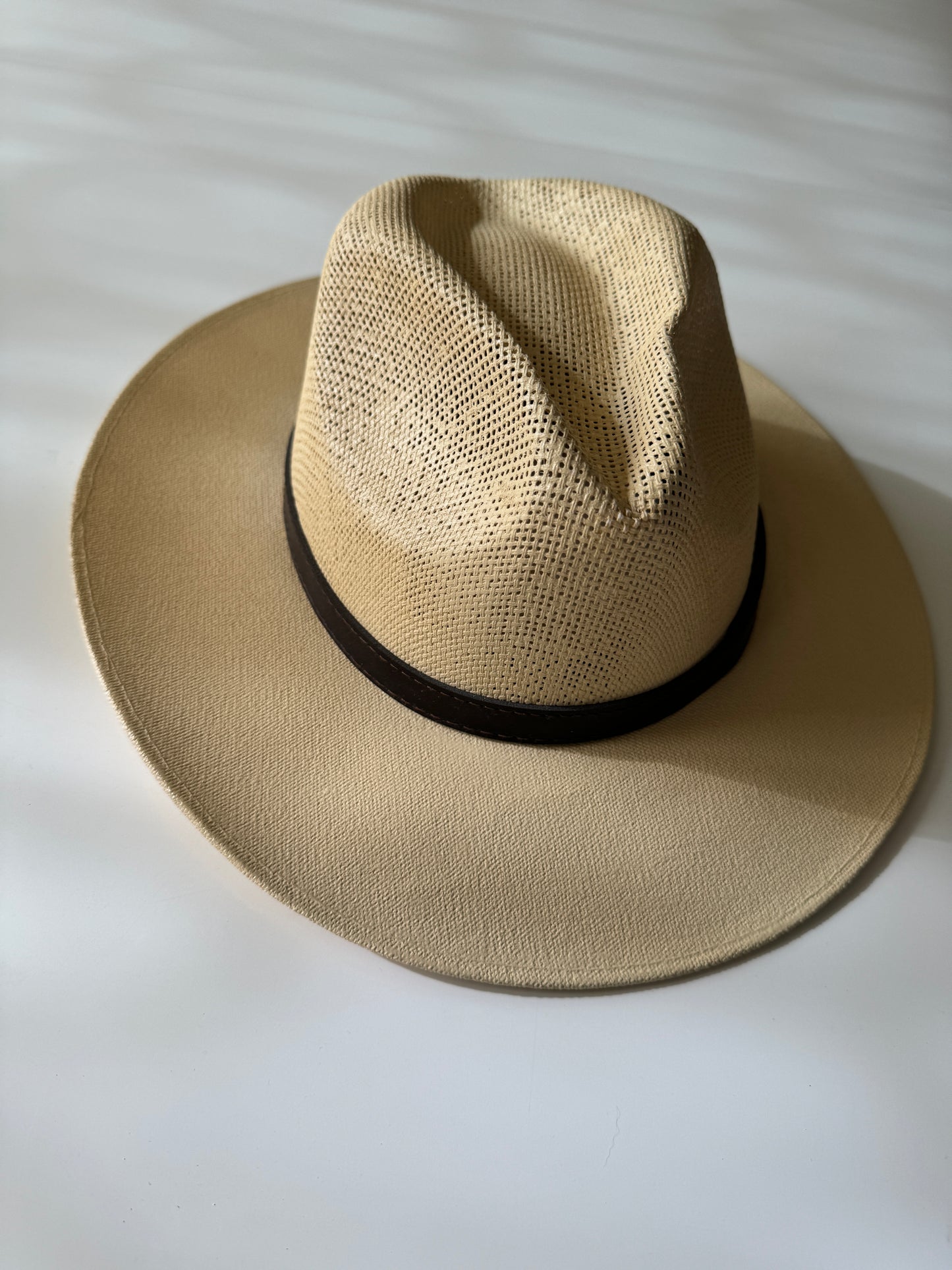 Sombrero beige de paja, Talla M, Mujer