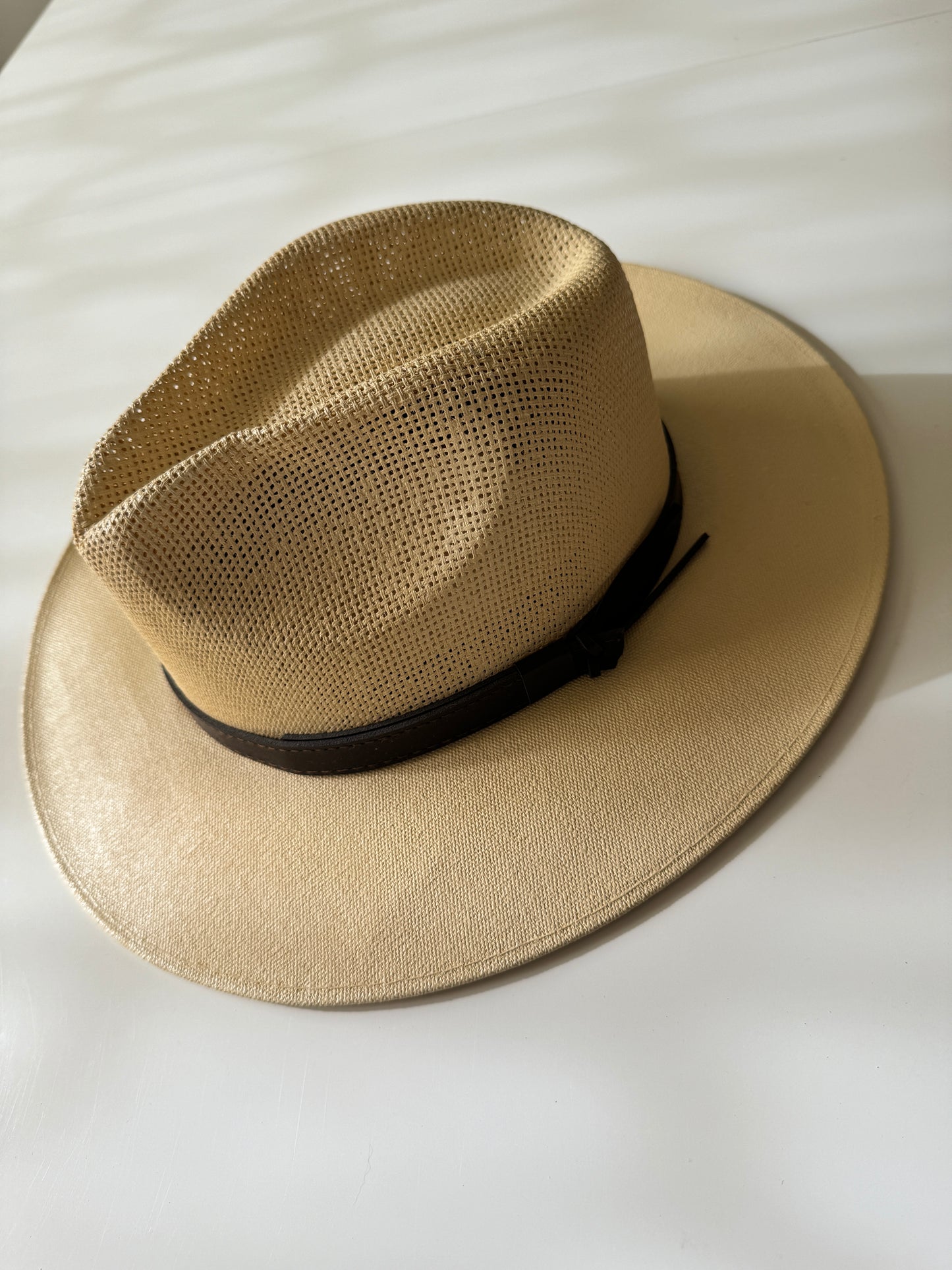 Sombrero beige de paja, Talla M, Mujer