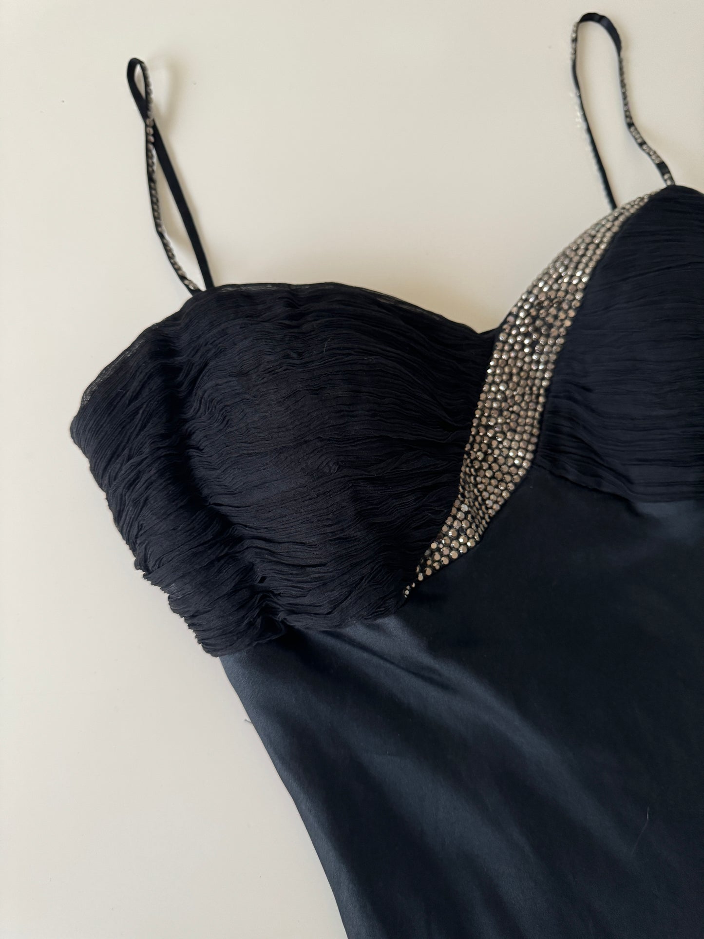 Vestido negro, slip dress, Talla S, Mujer