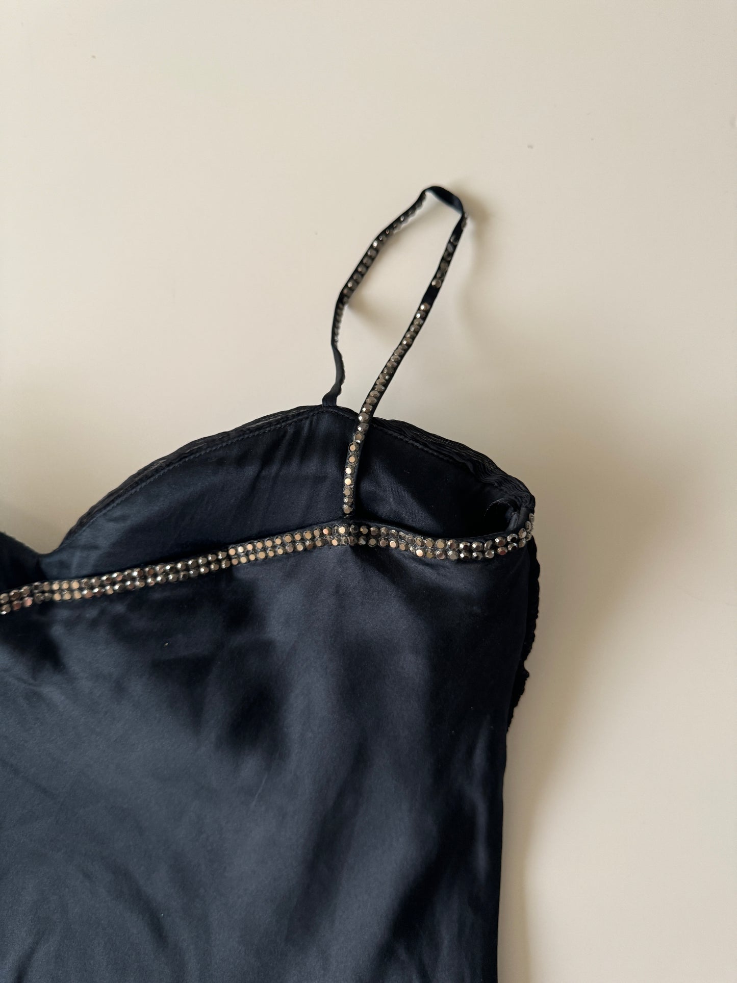 Vestido negro, slip dress, Talla S, Mujer