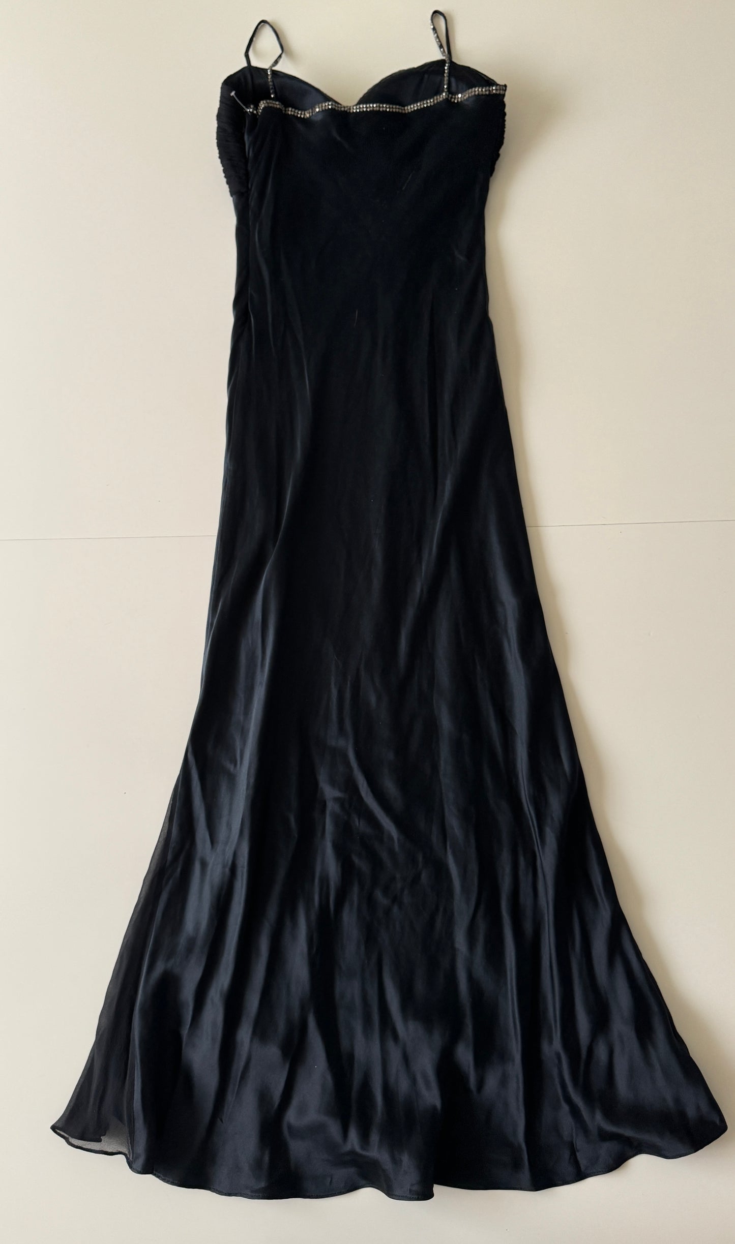 Vestido negro, slip dress, Talla S, Mujer