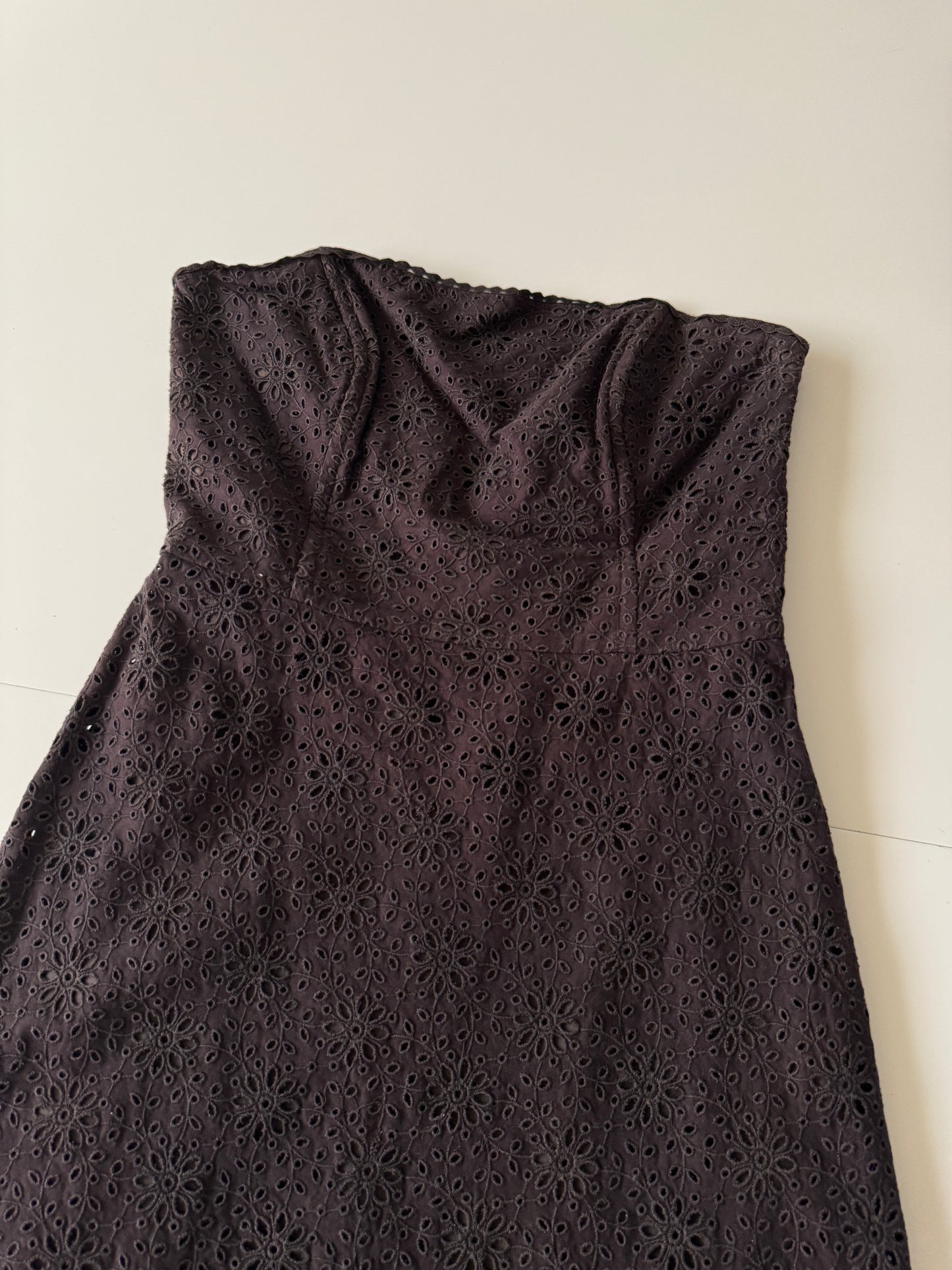 Vestido cafe strapless, Talla 8, M, Mujer