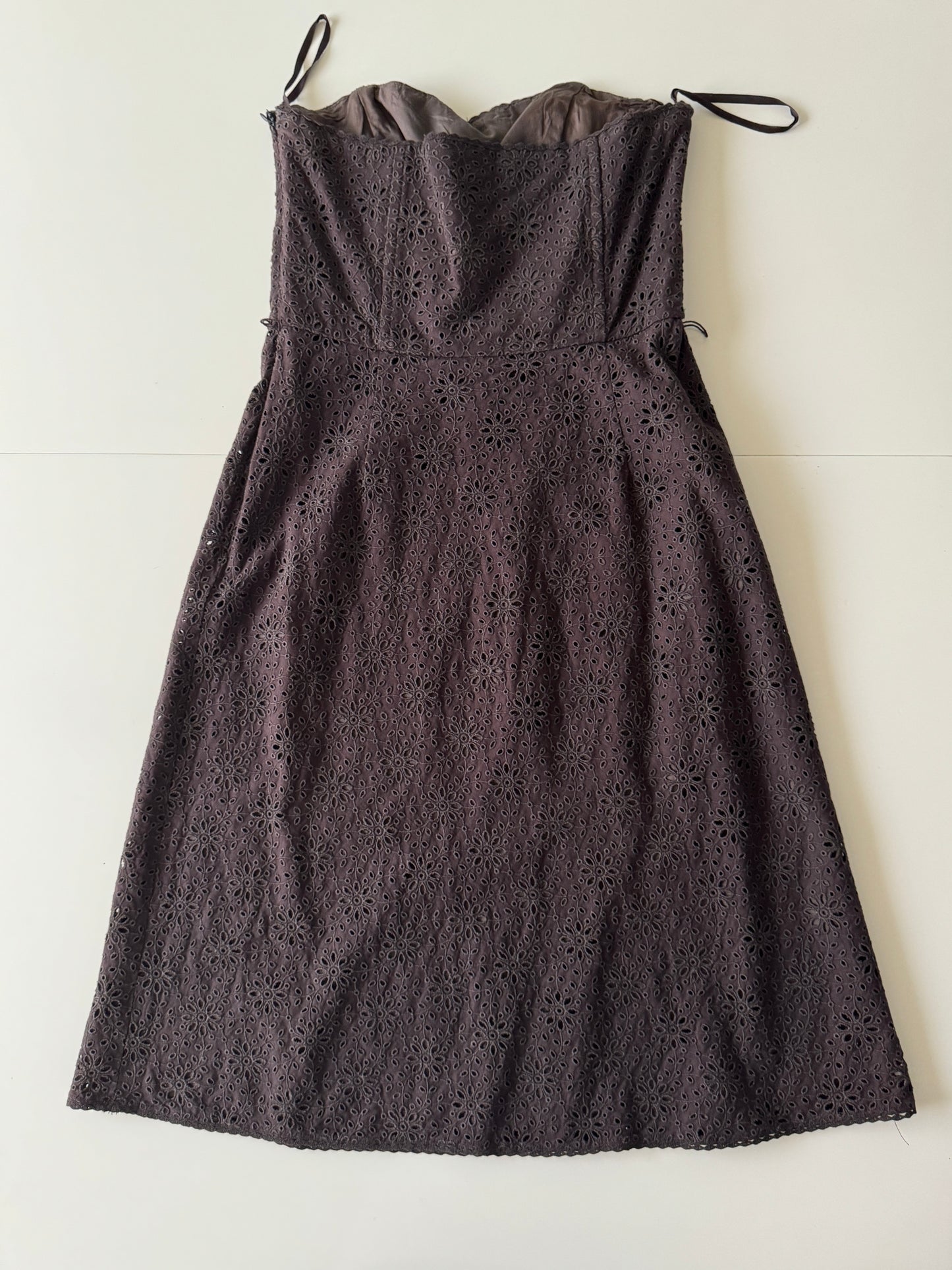 Vestido cafe strapless, Talla 8, M, Mujer