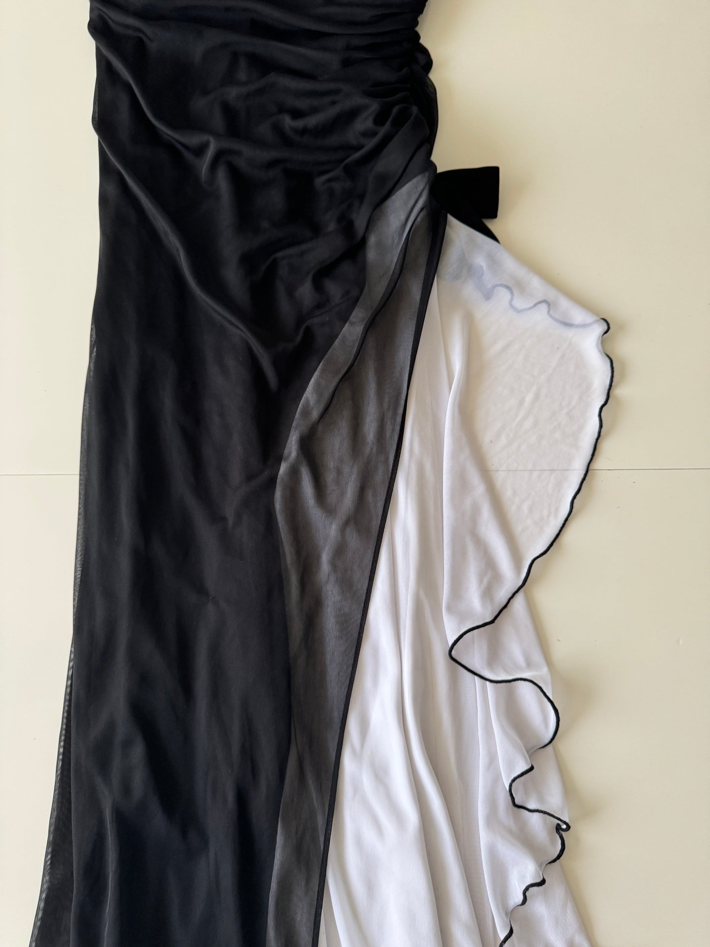 Vestido bicolor en falda, Talla 3, S, Mujer