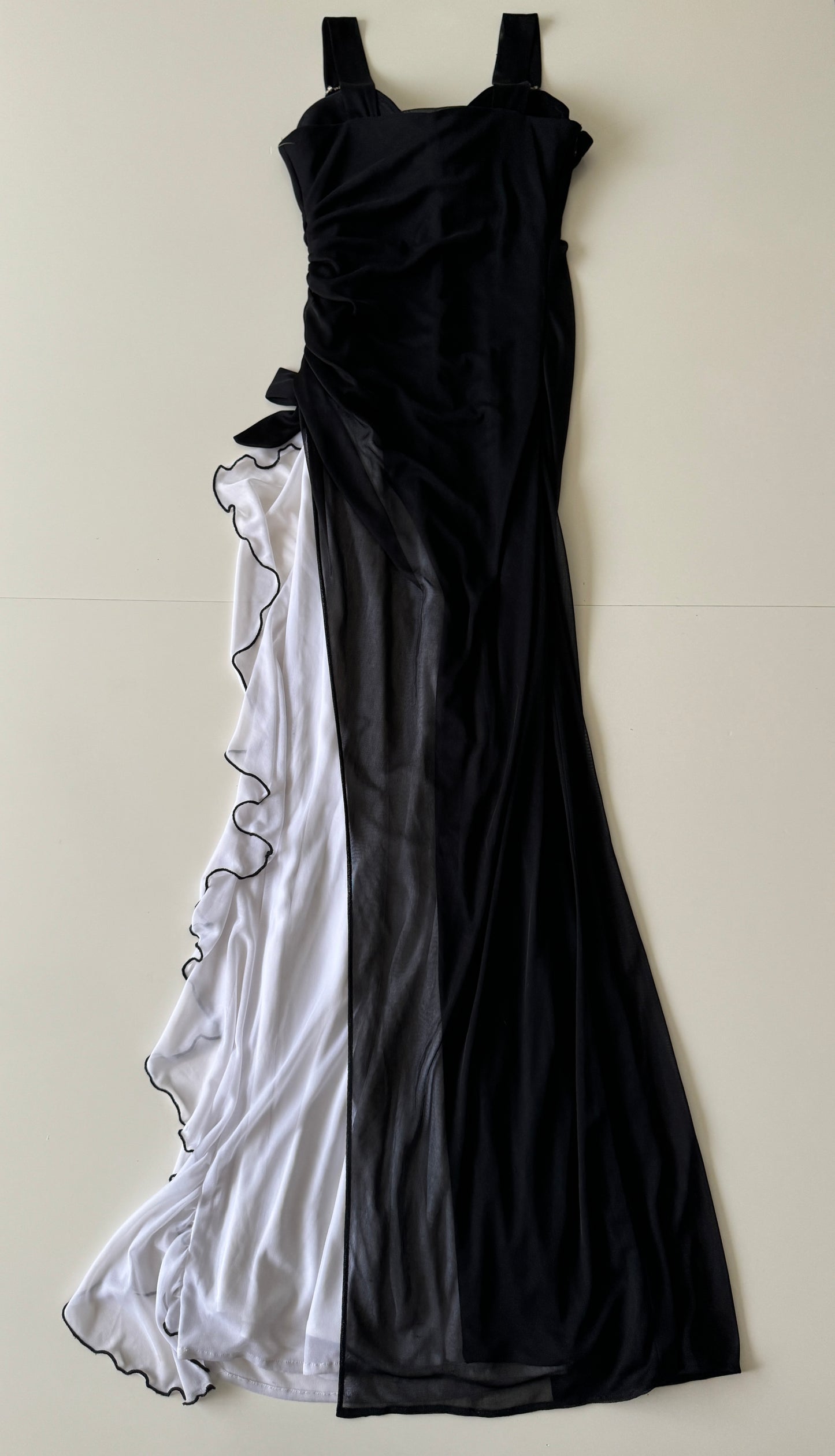 Vestido bicolor en falda, Talla 3, S, Mujer