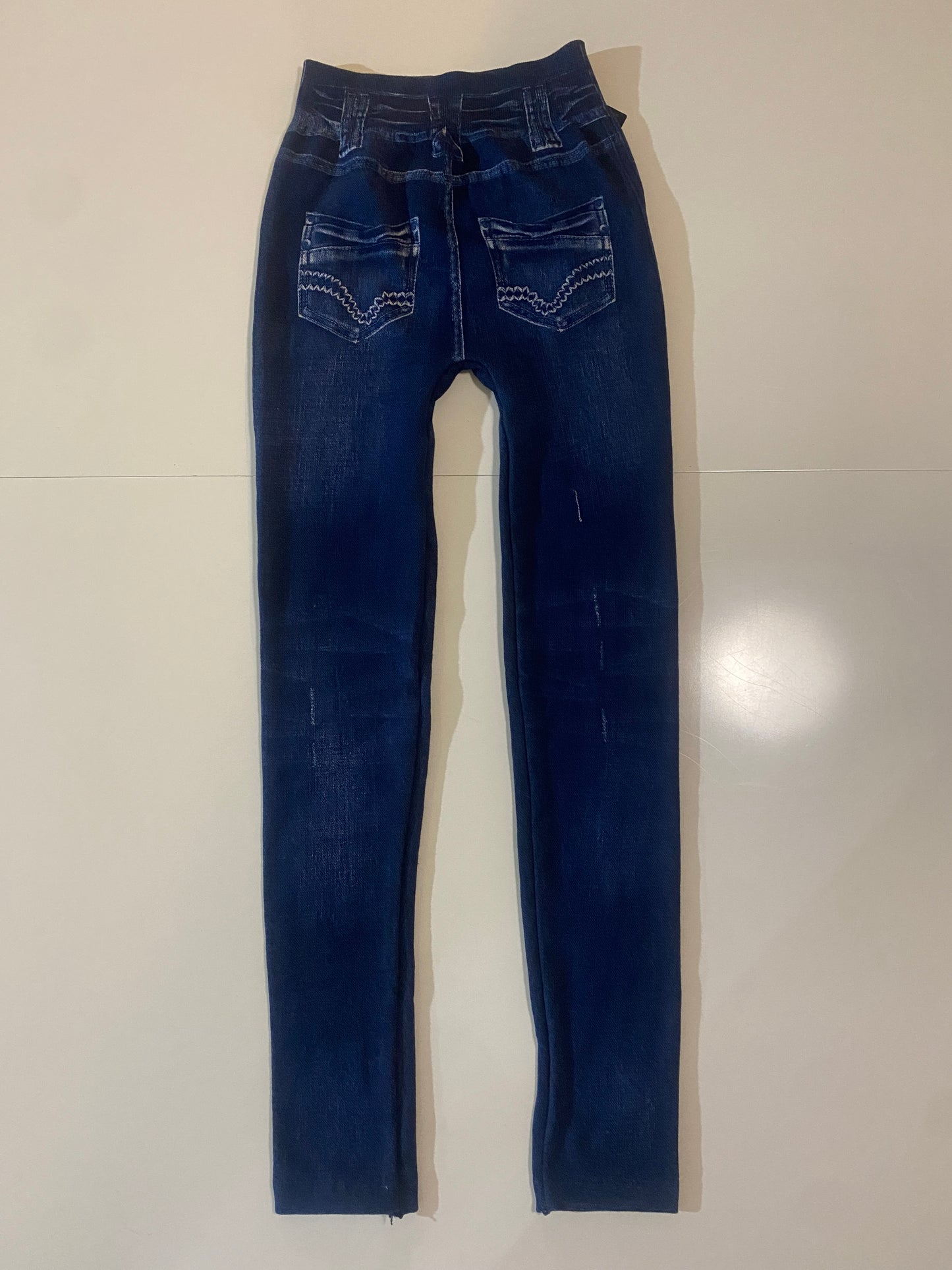 Leggins simulacion de jeans, afelpados, Talla S, Mujer