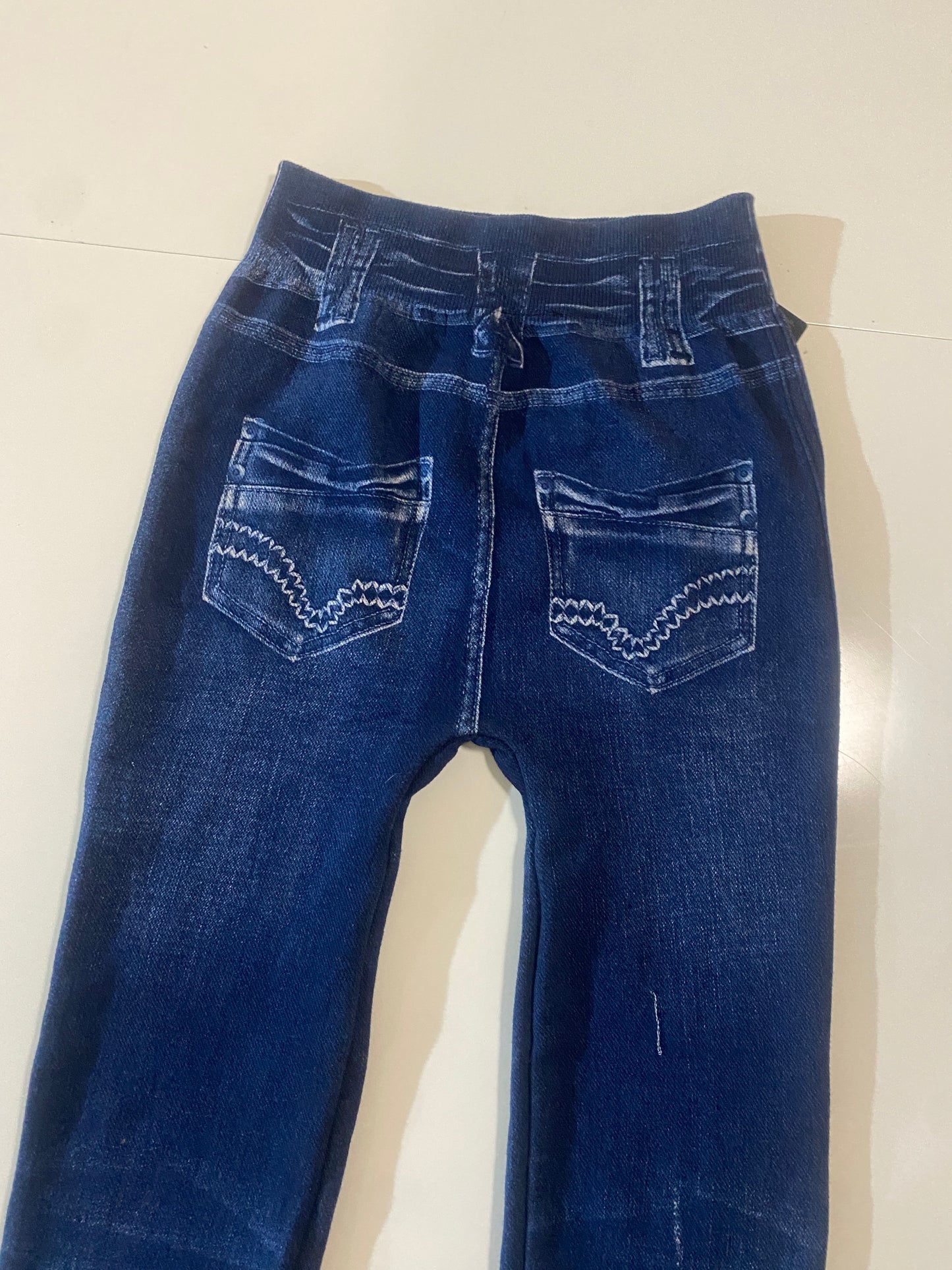 Leggins simulacion de jeans, afelpados, Talla S, Mujer