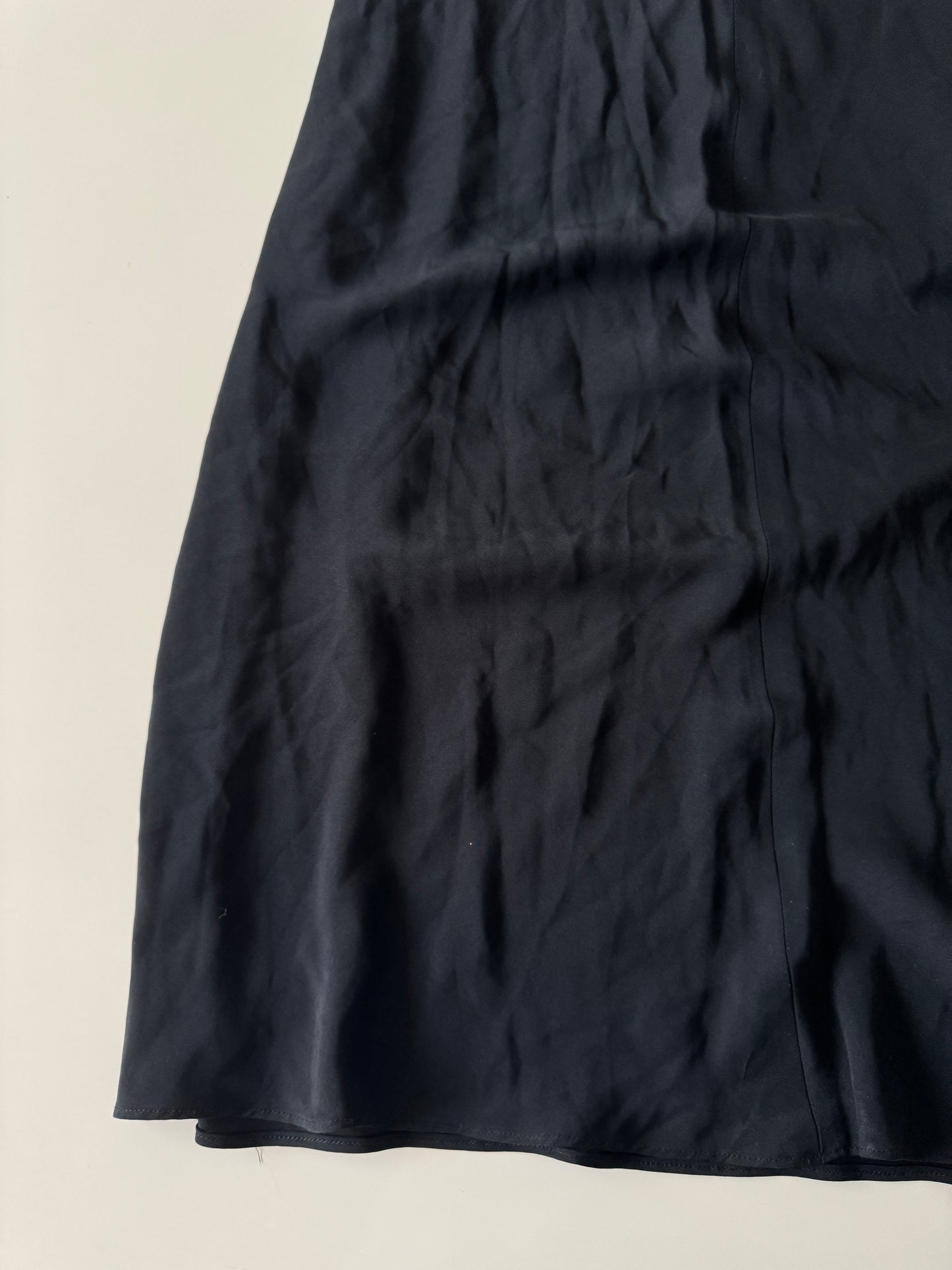 Vestido fiesta negro con cinturon decorado, Talla 2, S, Mujer