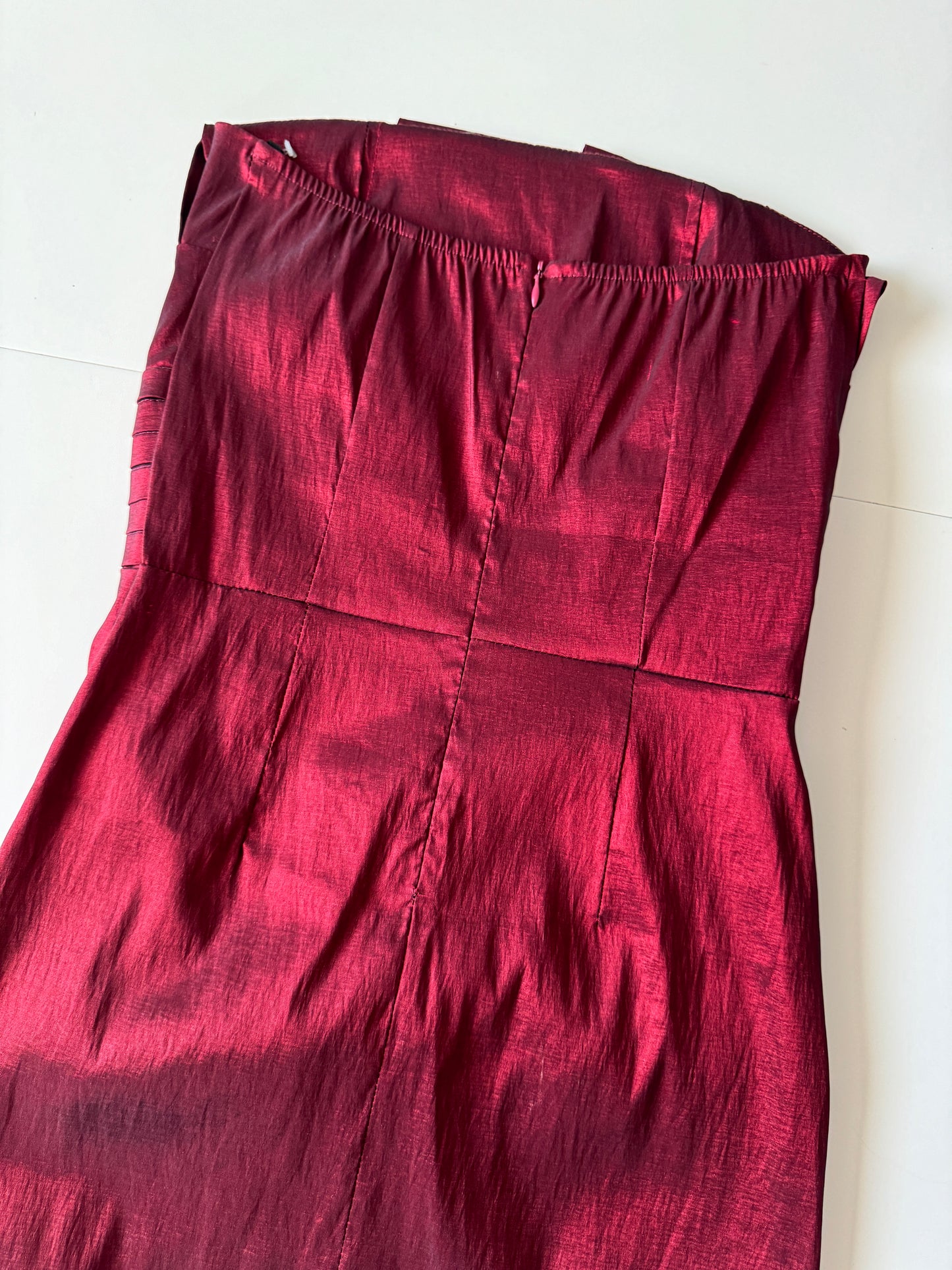 Vestido strapless rojo, Talla L, Stretch, Mujer