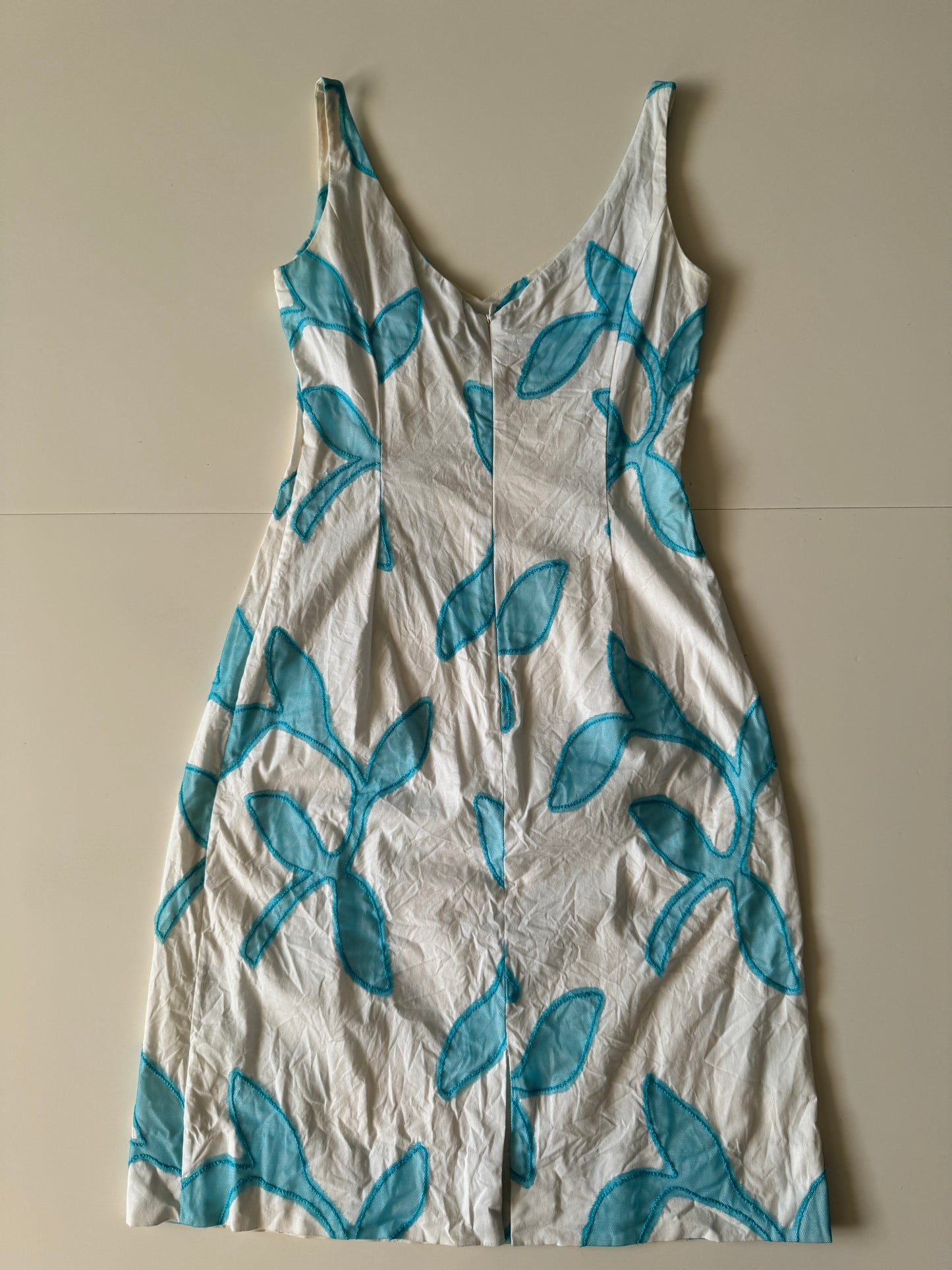 Vestido blanco con flores de tul, Talla 42 It, S, Mujer