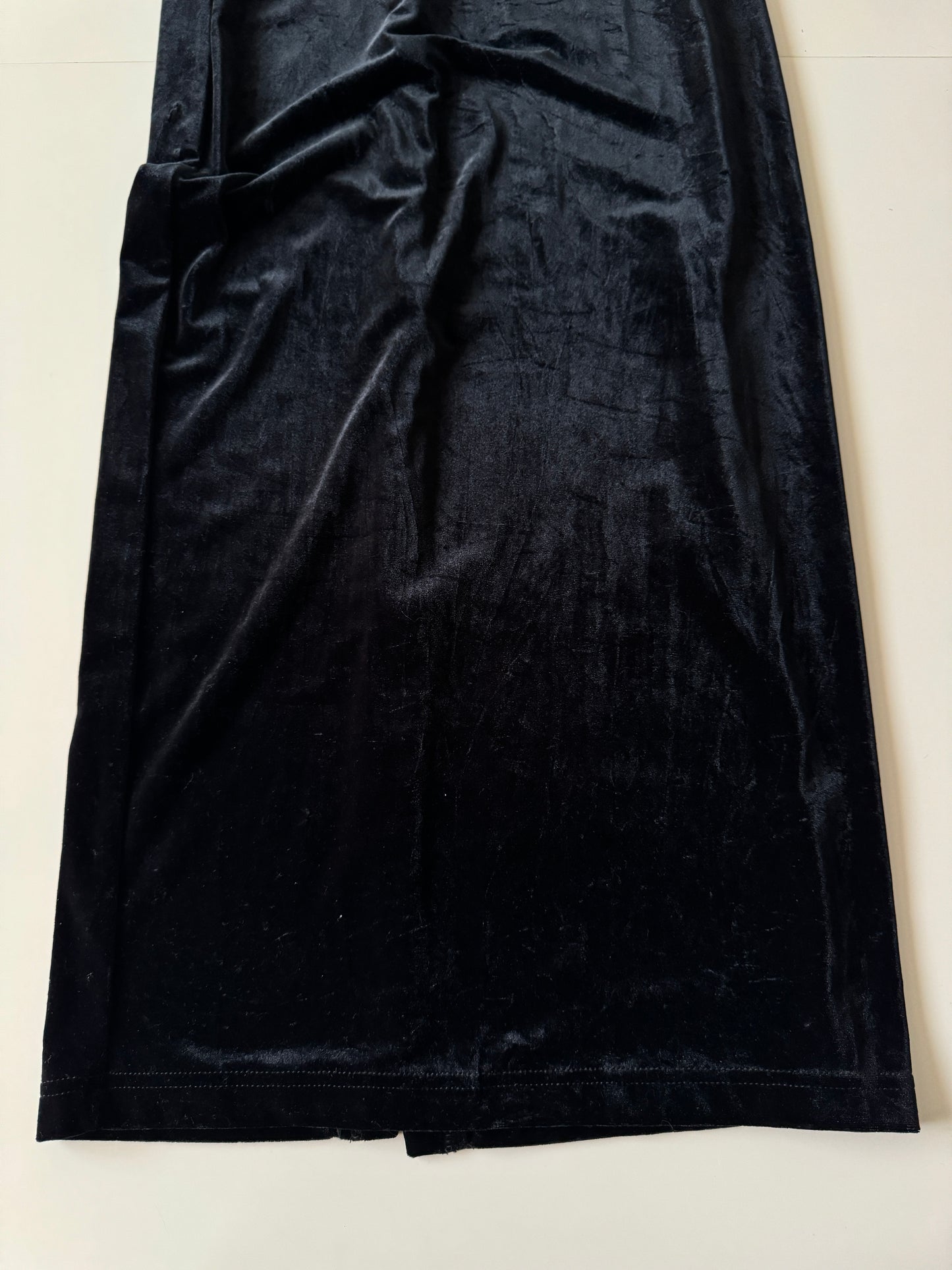 Vestido halter de terciopelo negro, Talla S/M Stretch, Mujer