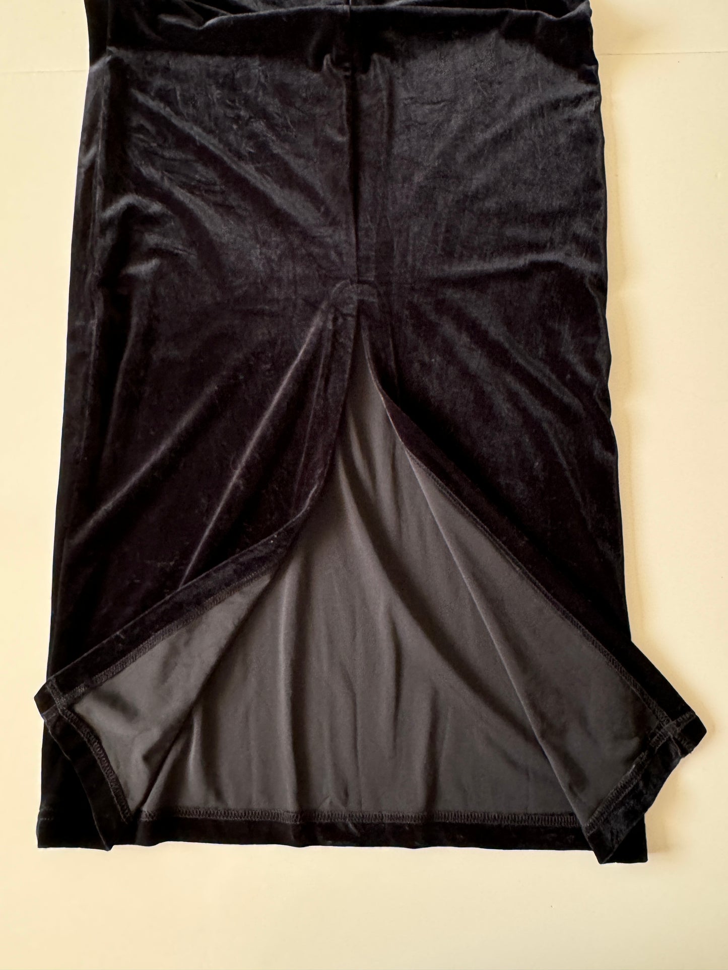 Vestido halter de terciopelo negro, Talla S/M Stretch, Mujer